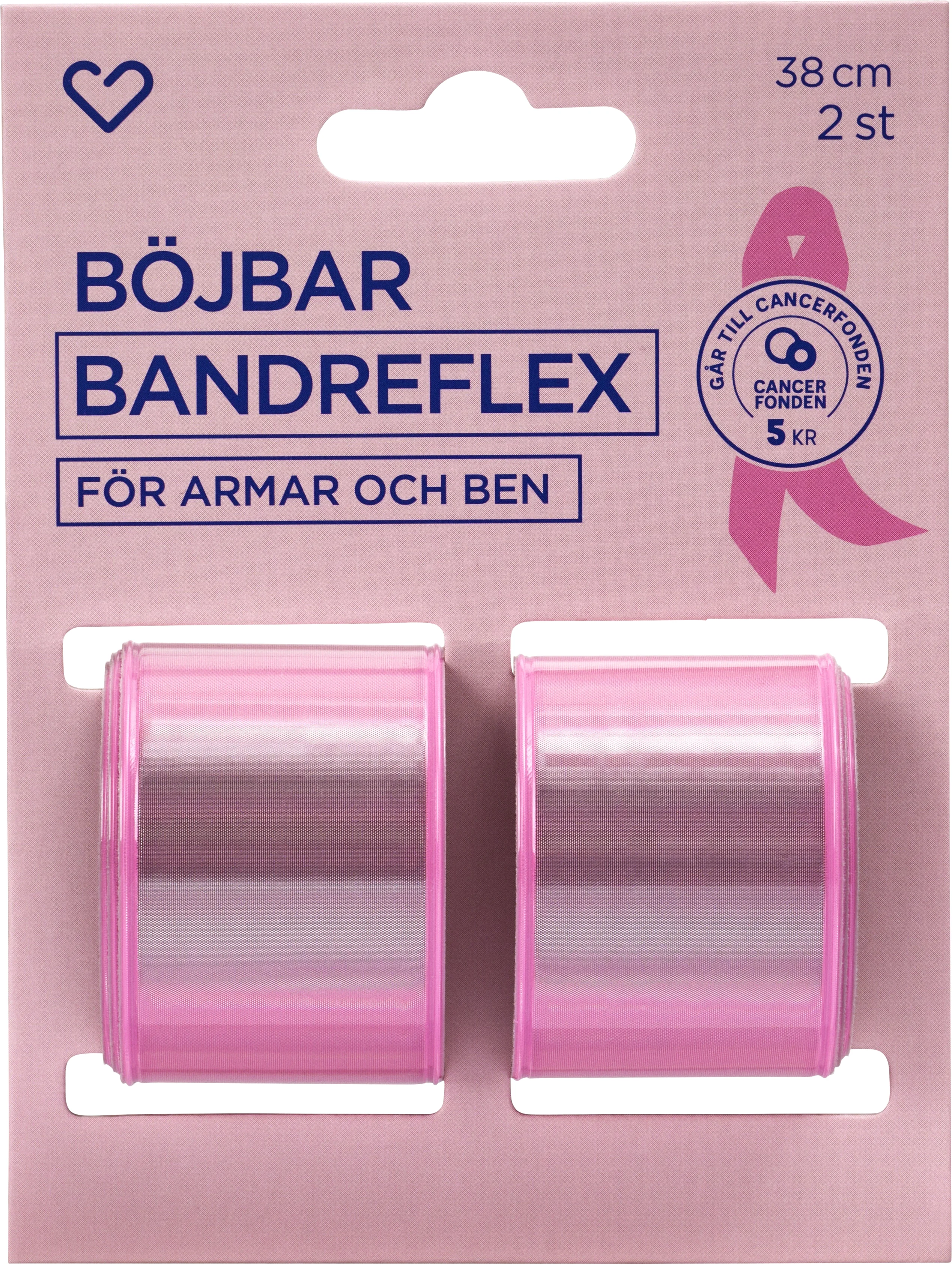 Hjärtats Reflexband Rosa Bandet 2 st - Reflexer
