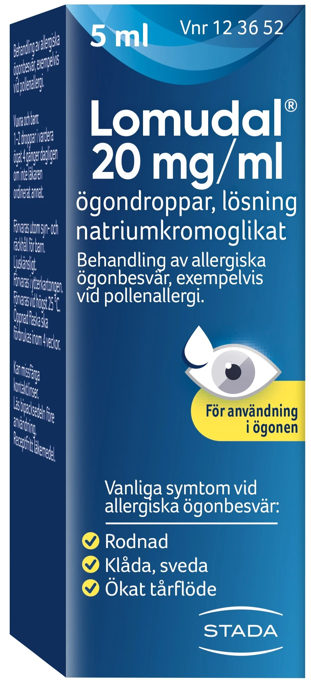 Lomudal ögondroppar 20 mg/ml 5 ml - Ögondroppar vid pollenallergi