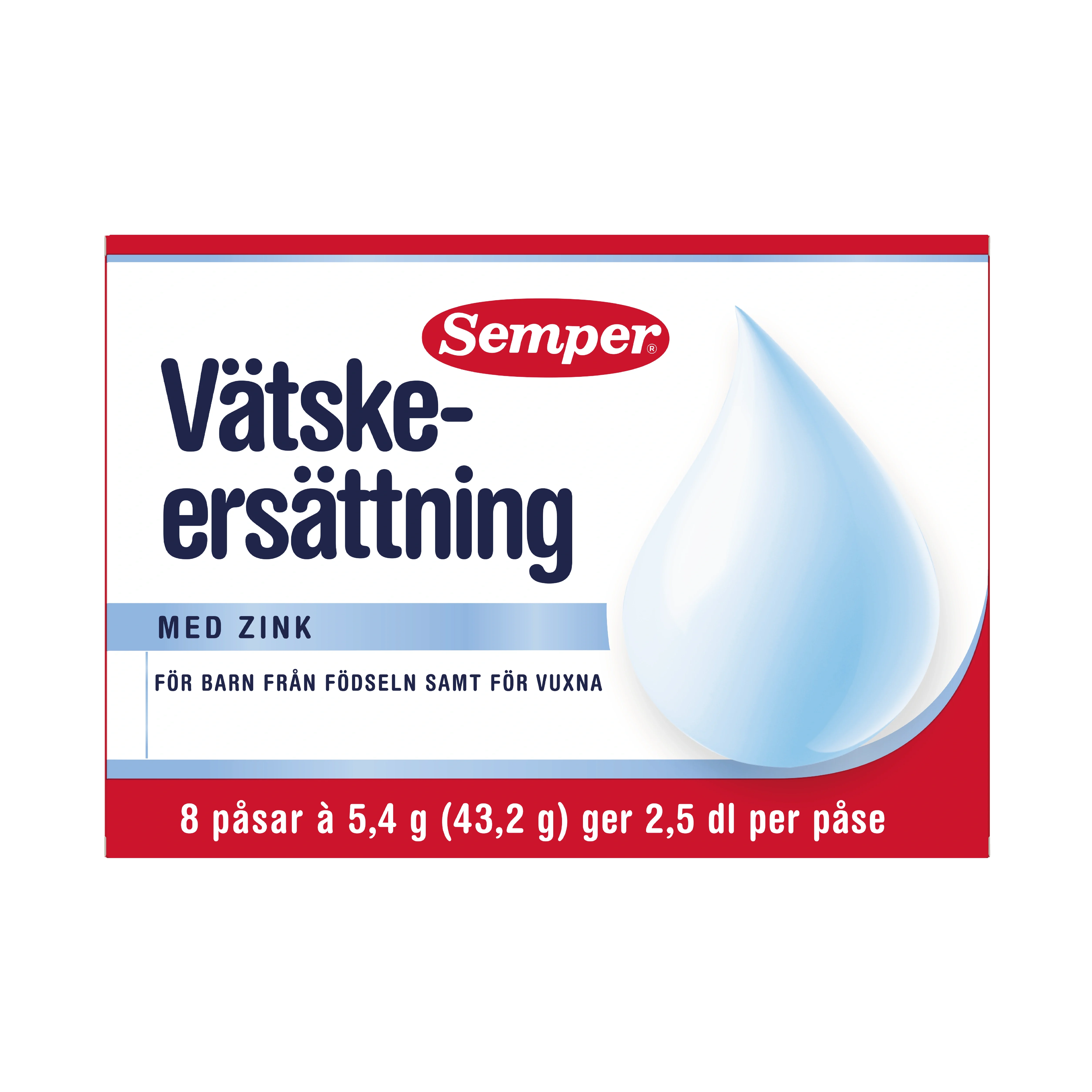 Semper Vätskeersättning med zink 8 dospåsar - Vätskeersättning för barn