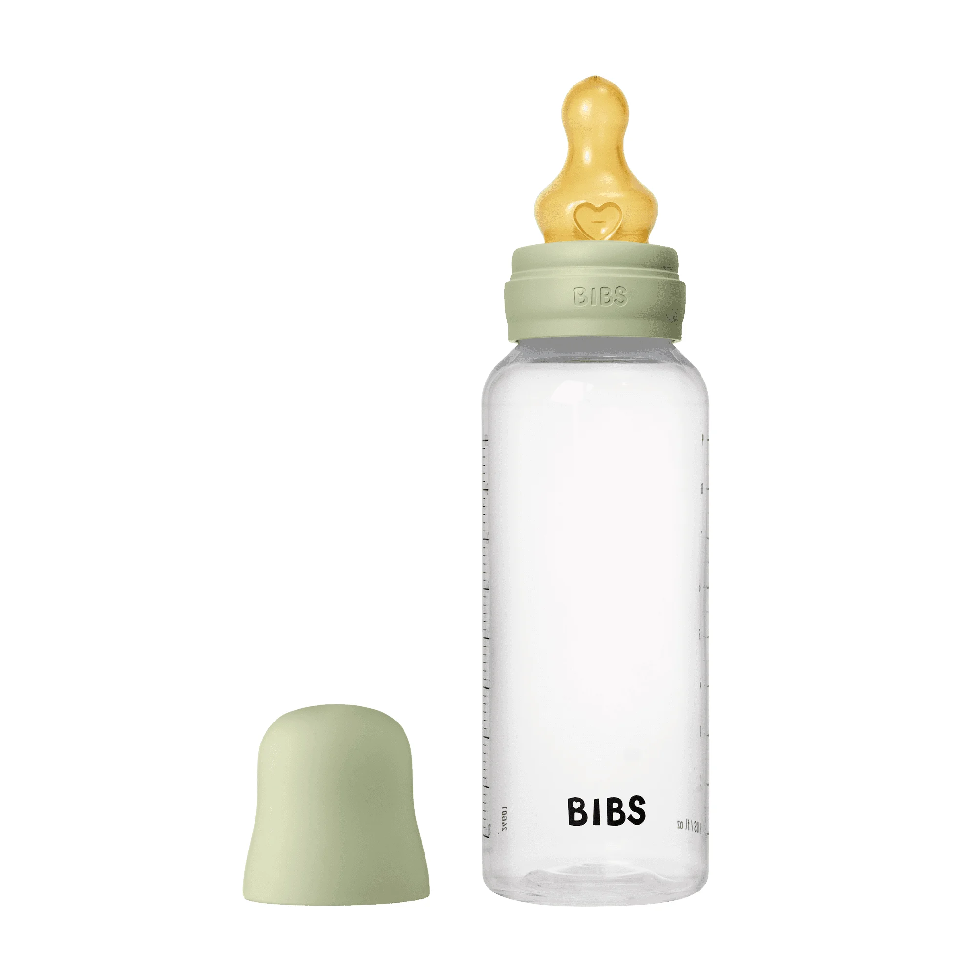 BIBS Baby Bottle Round Latex Medium Flow Sage 270 ml 1-pack
