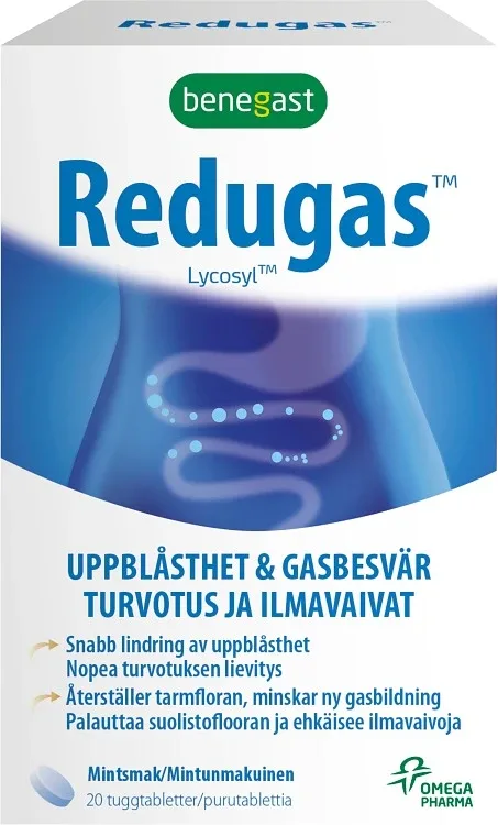 Redugas tuggtablett 20 st - Gaser i magen