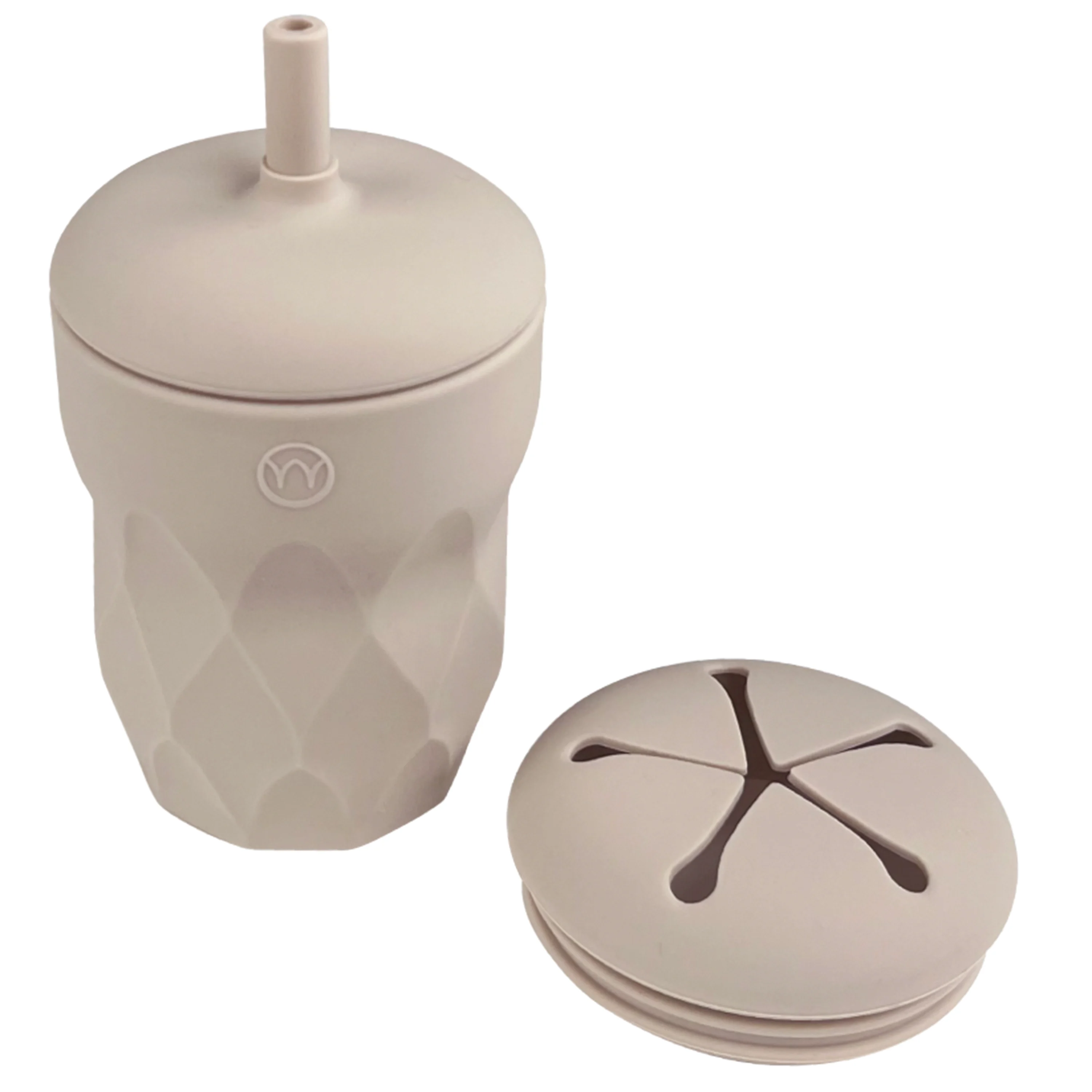Najell Barnmugg Med Sugrör & Snacklock Dune Beige - Pipmuggar & dricksflaskor