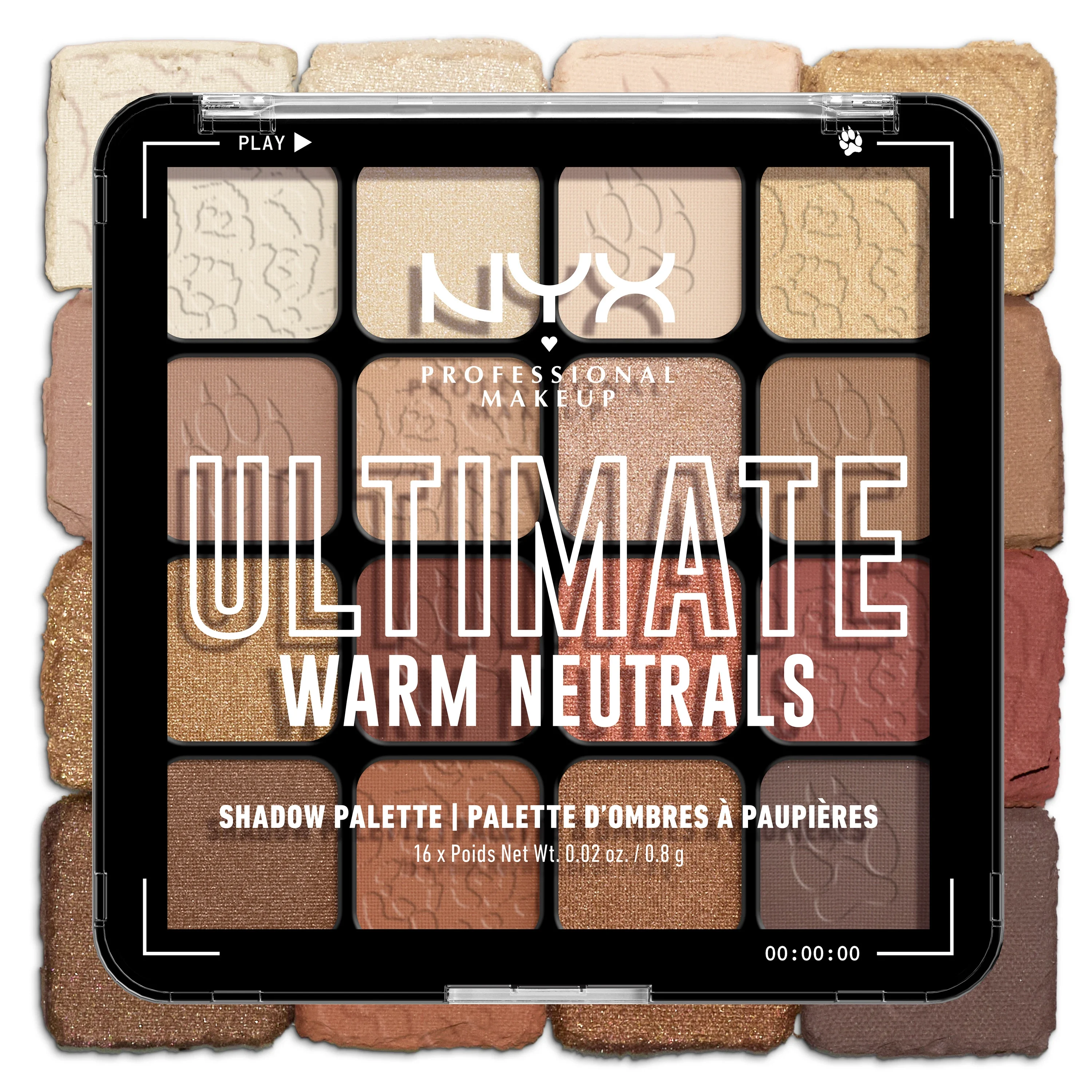 NYX Professional Makeup Ultimate Color Palette 16-Pan 16 x 0,8 g 05W Warm Neutrals - Ögonskugga