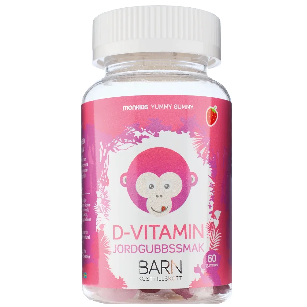 Monkids D-vitamin Barn Jordgubb 60 st - Kosttillskott & vitaminer för barn