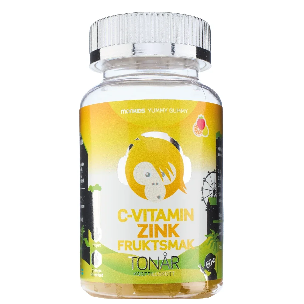 Monkids C-vitamin+Zink Fruktsmak Tonår Tuggtablett 60 st - Multivitaminer för barn