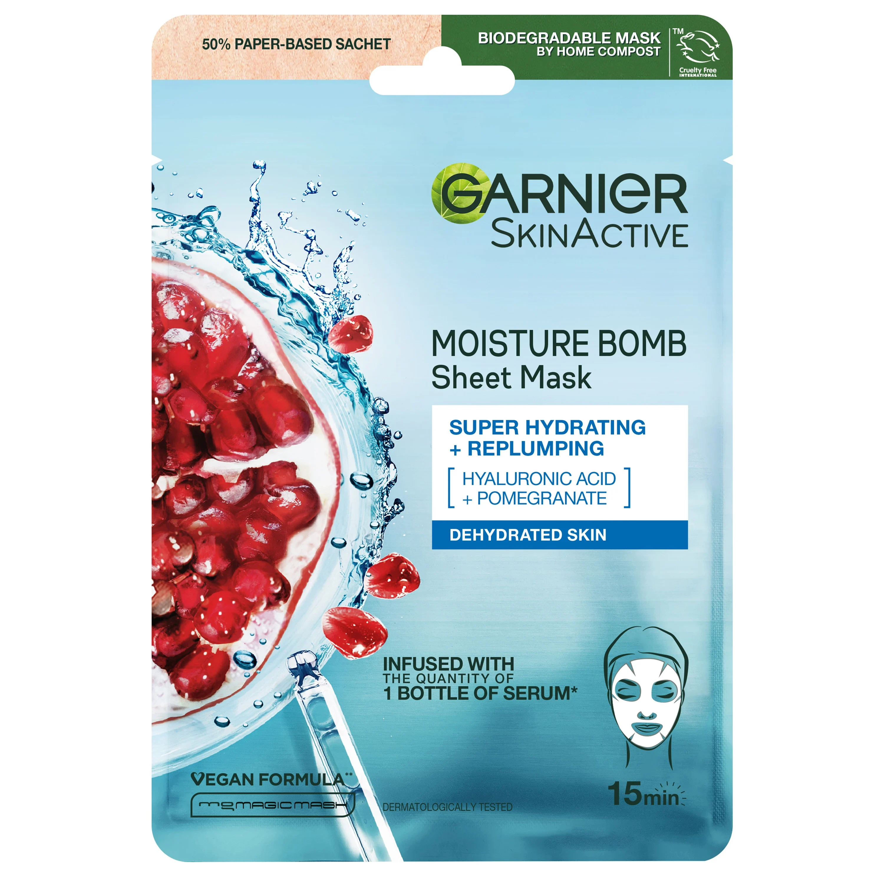 Garnier SkinActive Moisture Bomb Super Hydrating & Replumping Sheet Mask 28 g - Sheet mask