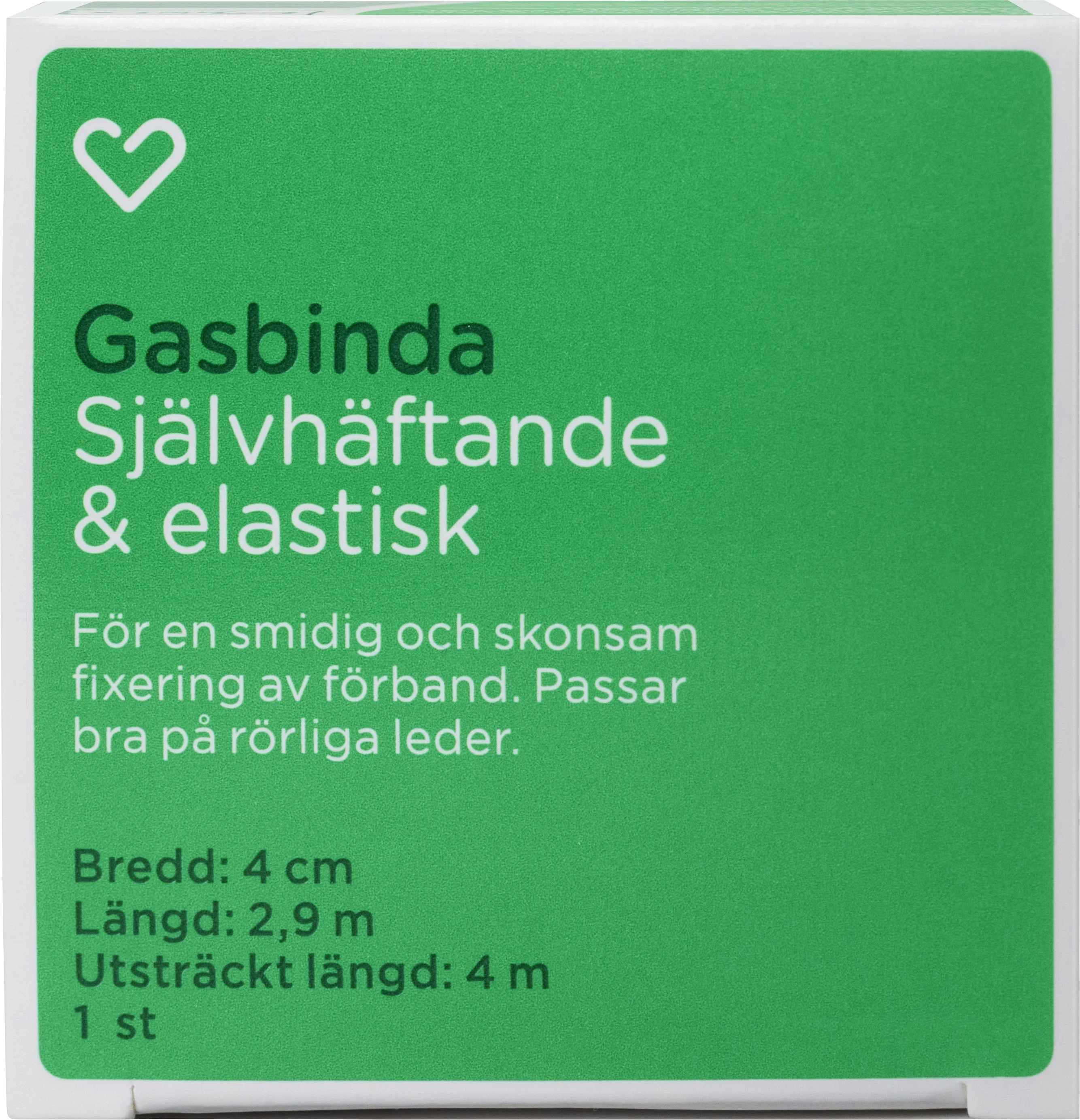 Hjärtats Gasbinda Självhäftande 4cm x 4m 1st - Sårvård, bett & stick