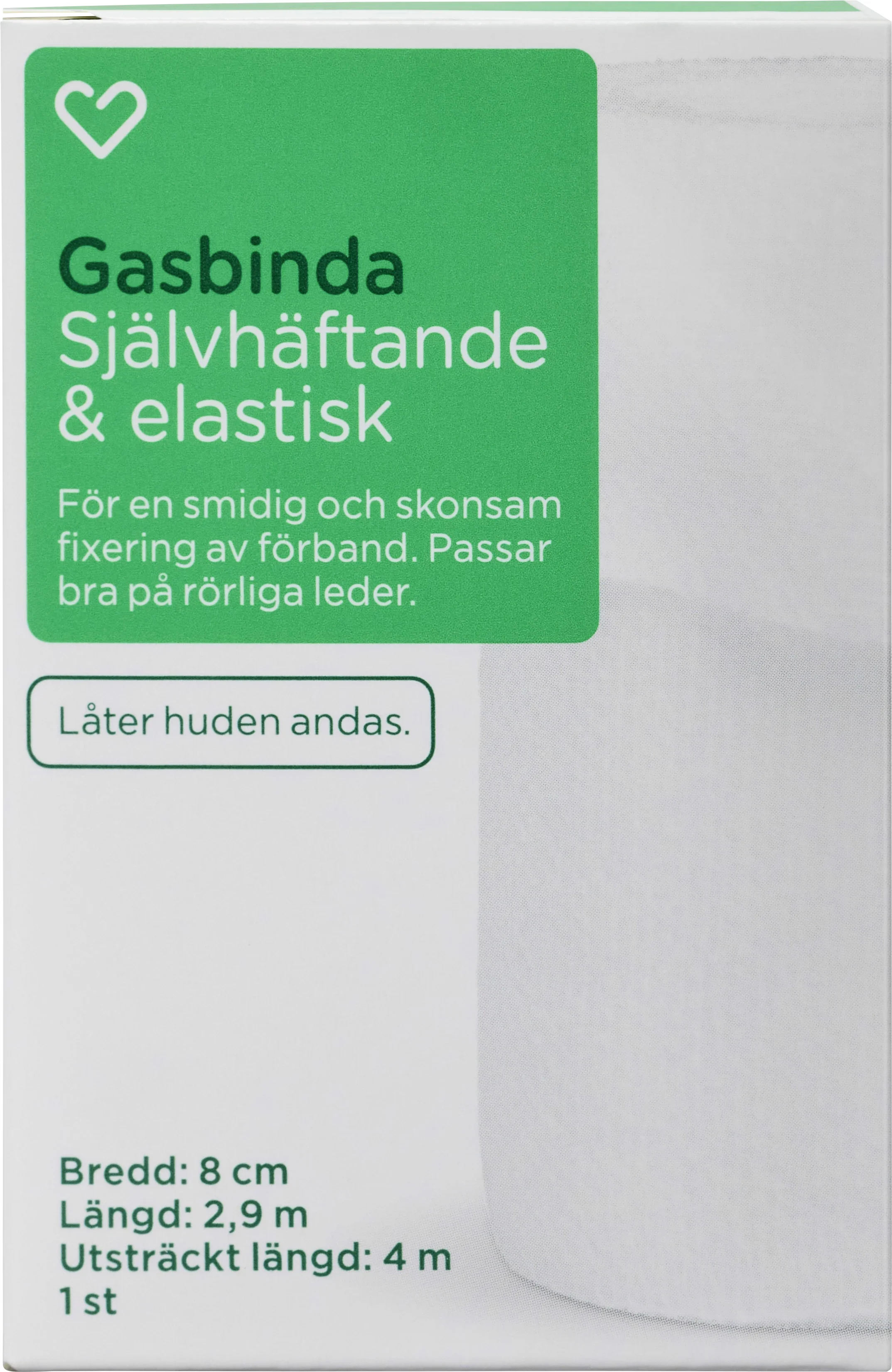 Hjärtats Gasbinda Självhäftande 8cm x 4m 1st - Sårvård, bett & stick