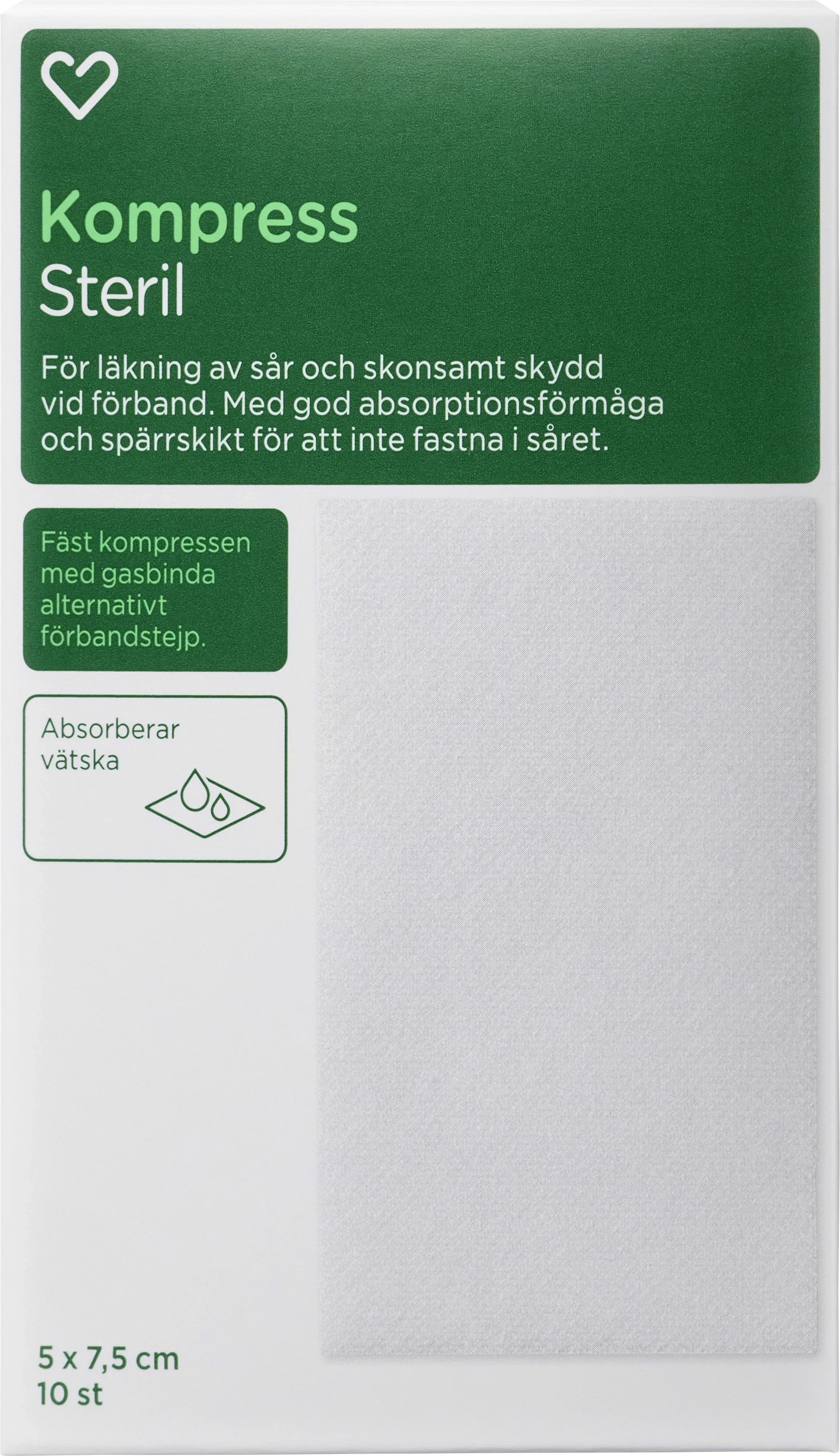 Hjärtats Snabbförband Sterilt Vattenfast 10cm x 20cm 5st - Sårvård, bett & stick