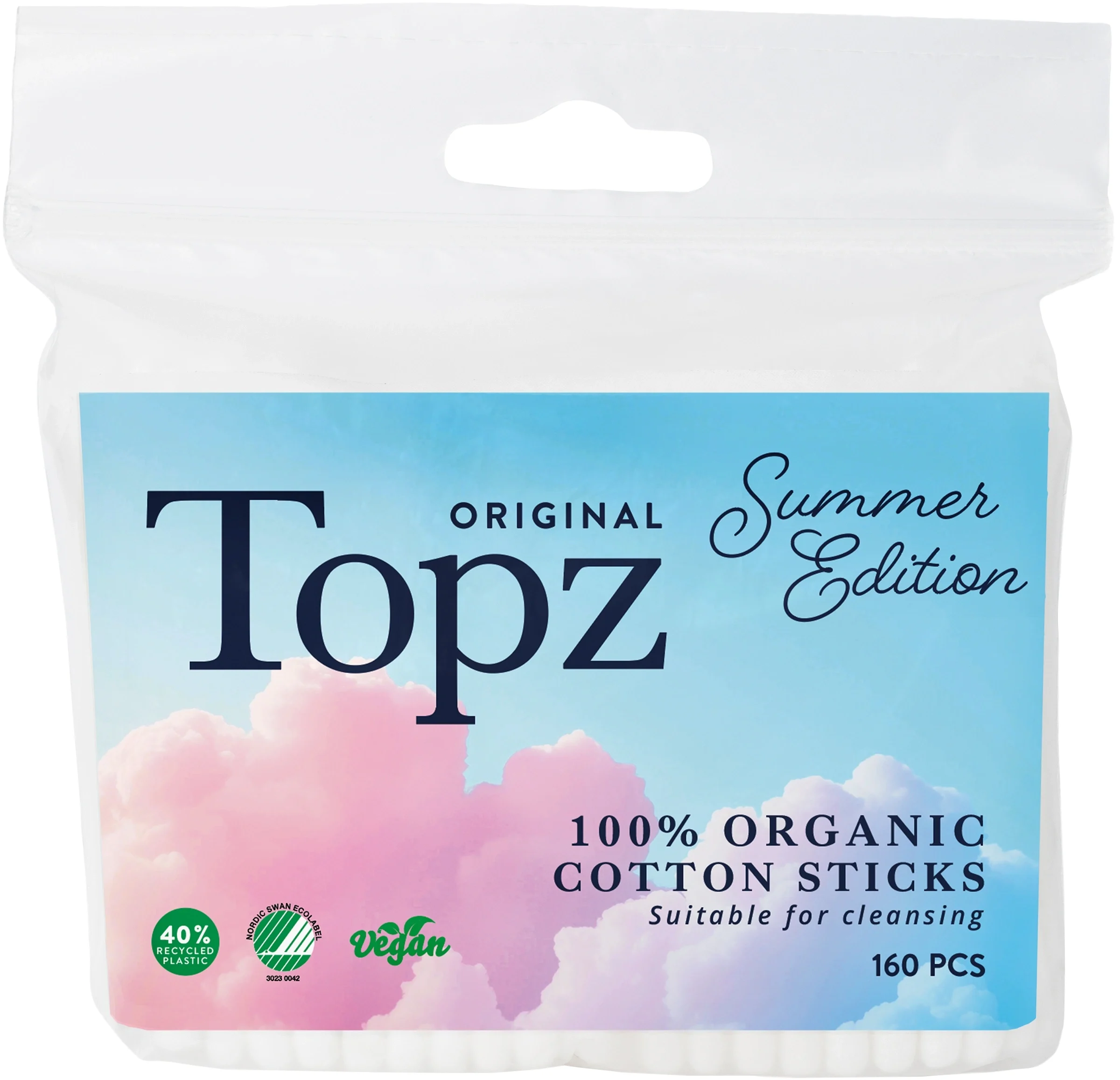Topz Premium Original Organic Cotton Sticks Refill 160 st - Bomullspinnar