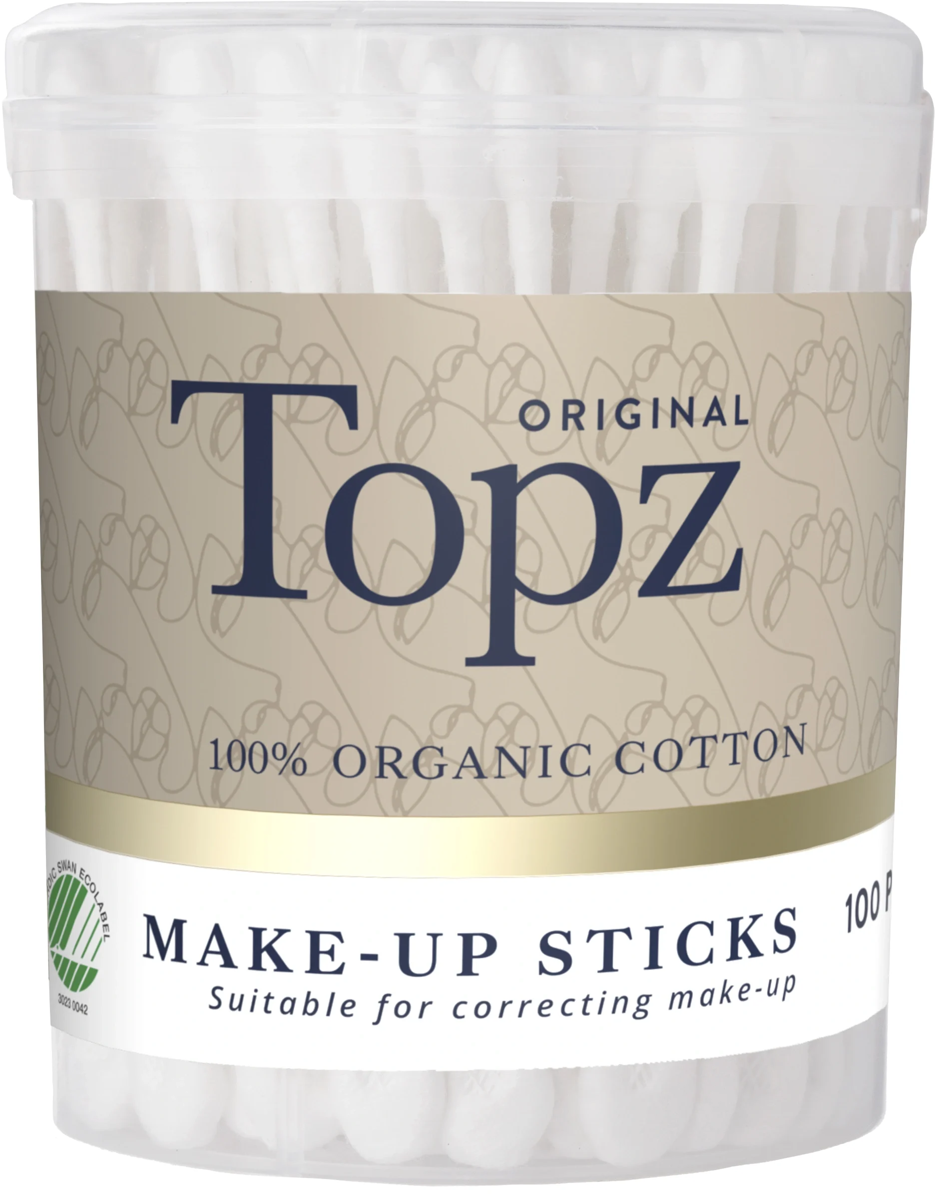 Topz Cosmetics Make-Up Sticks 100 st - Bomullspads
