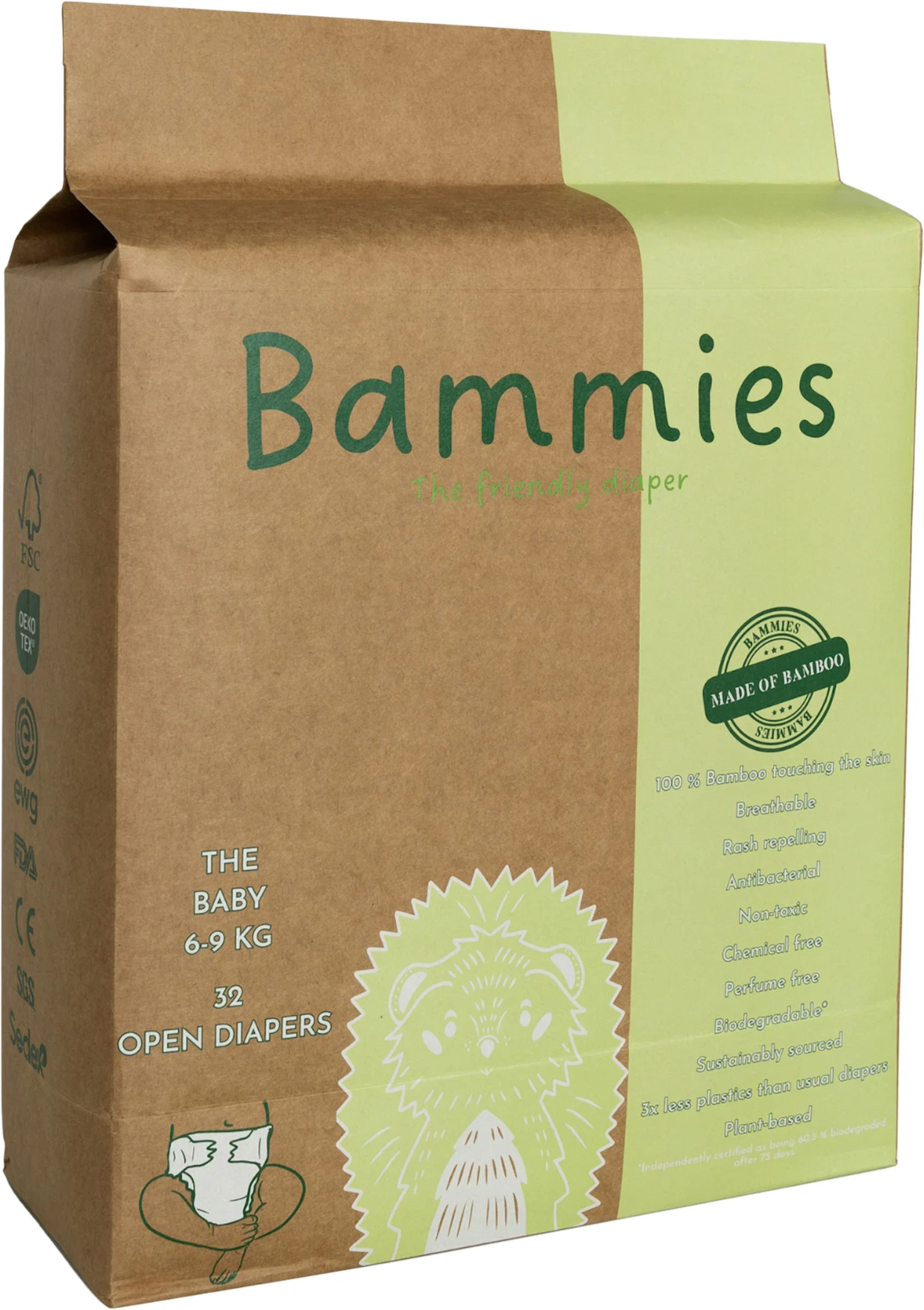 Bammies Bambublöjor The Baby 6-9 kg 32 st - Blöjor