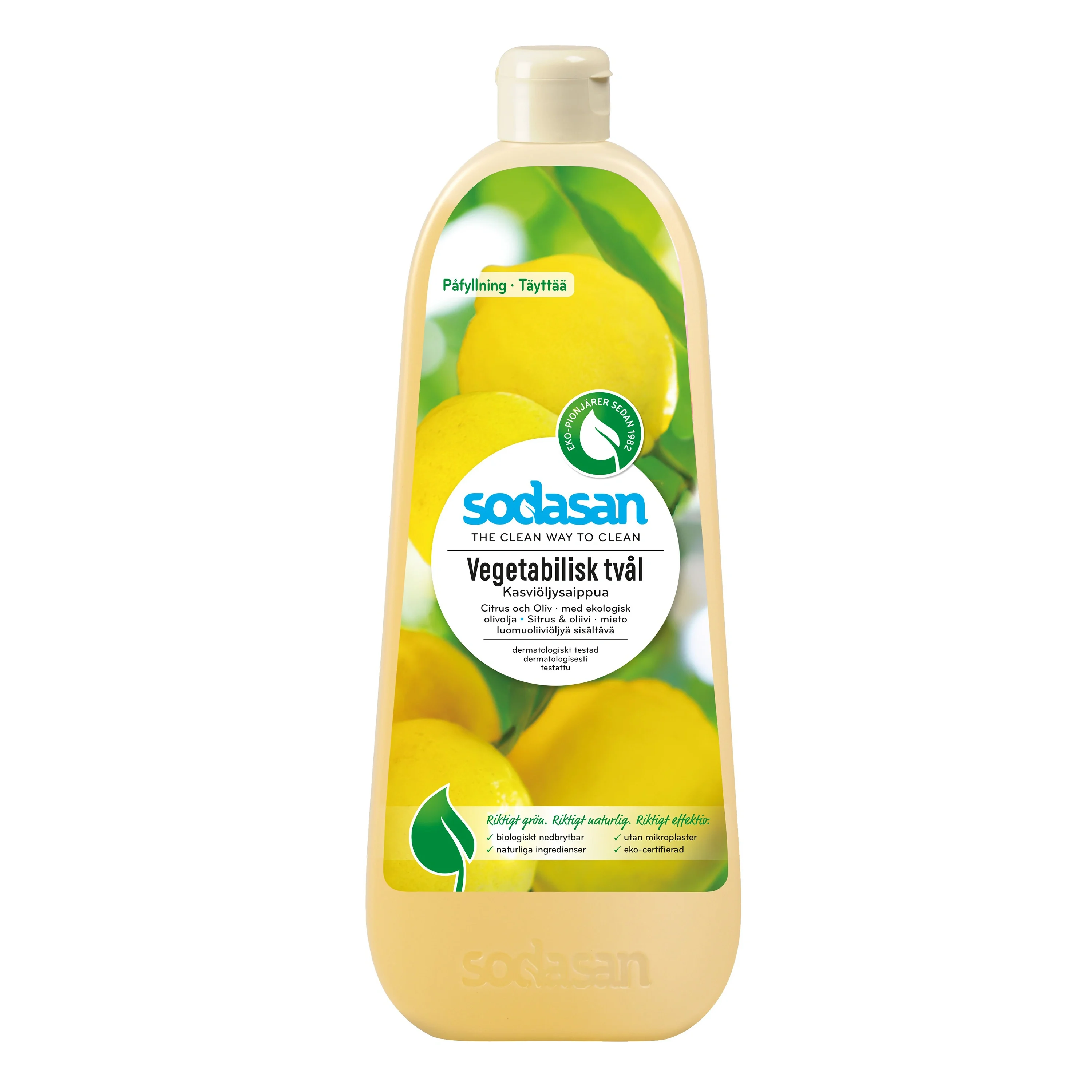 Sodasan Ekologisk Tvål Citrus & Oliv Refill 1000 ml - Handtvål refill