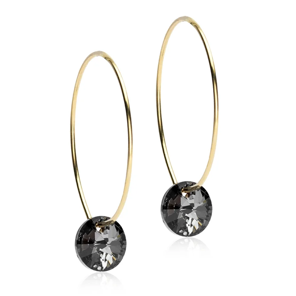 Blomdahl GT Ear Ring 25 mm, Round 8 mm, Black diamond