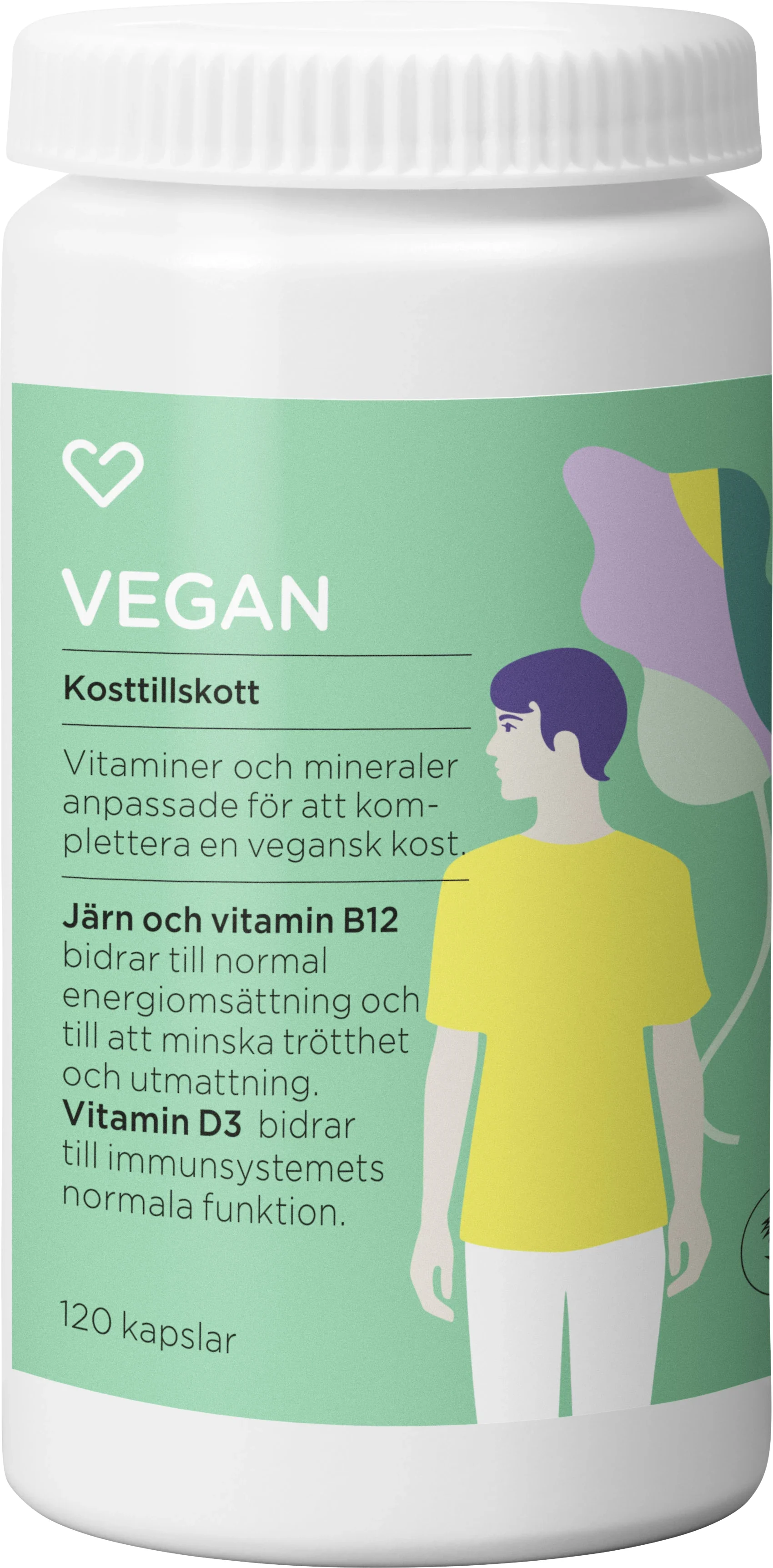 Hjärtats Multivitamin Vegan Kapsel 120st - Kosttillskott för veganer & vegetarianer