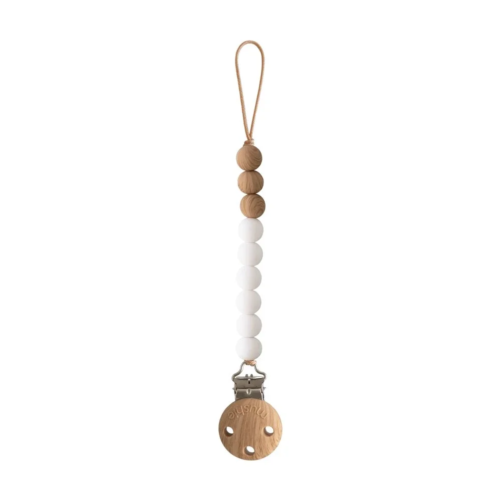 Mushie Pacifier Clip Eva White - Napphållare