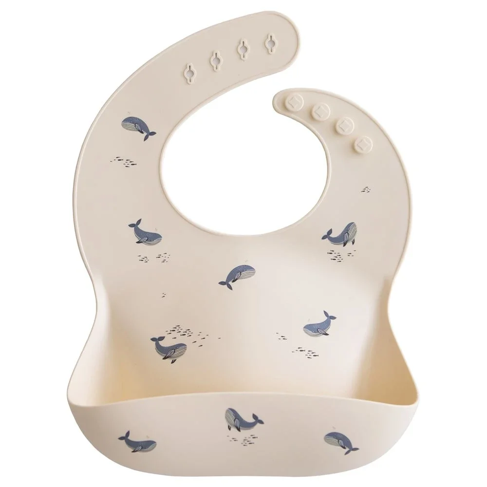 Mushie Silicone Bib Whales - Haklappar