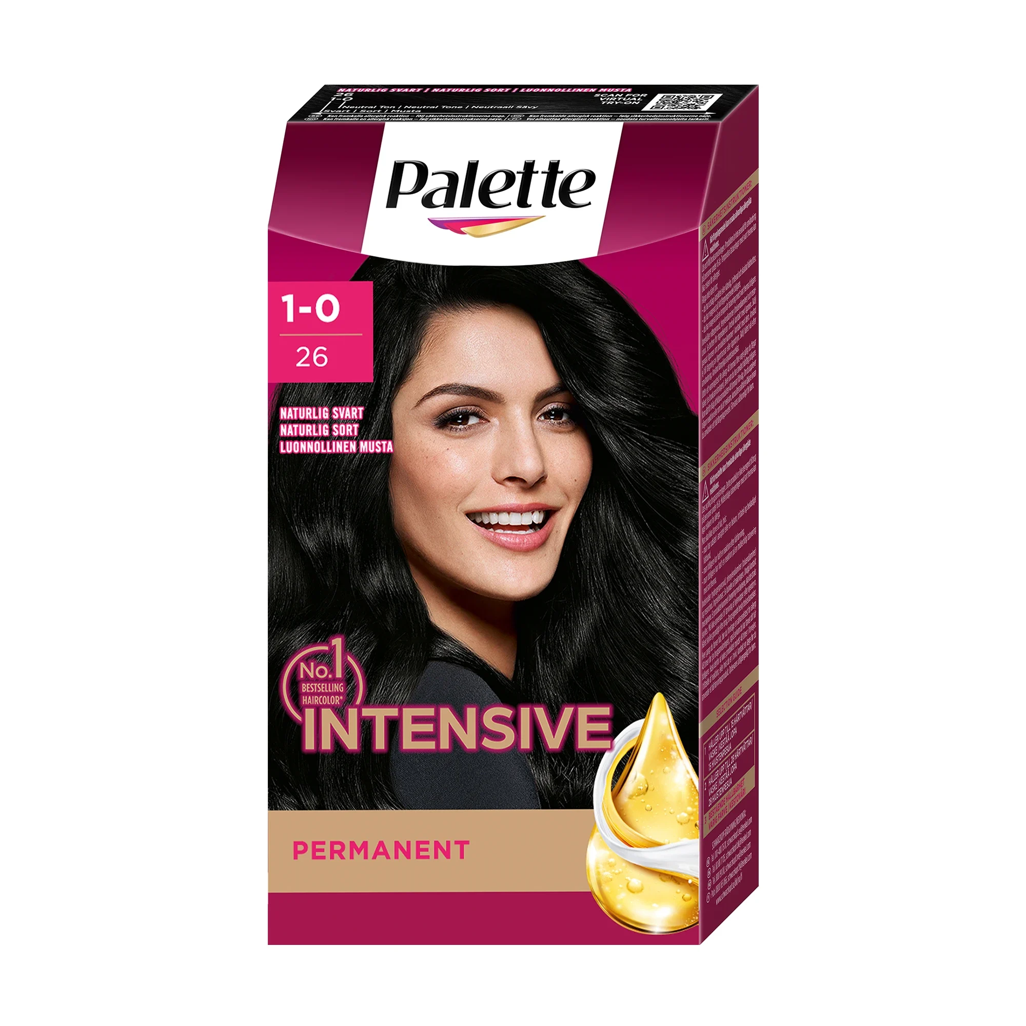 Palette Intensive Creme Coloration 1-0 Naturlig Svart - Hårfärg