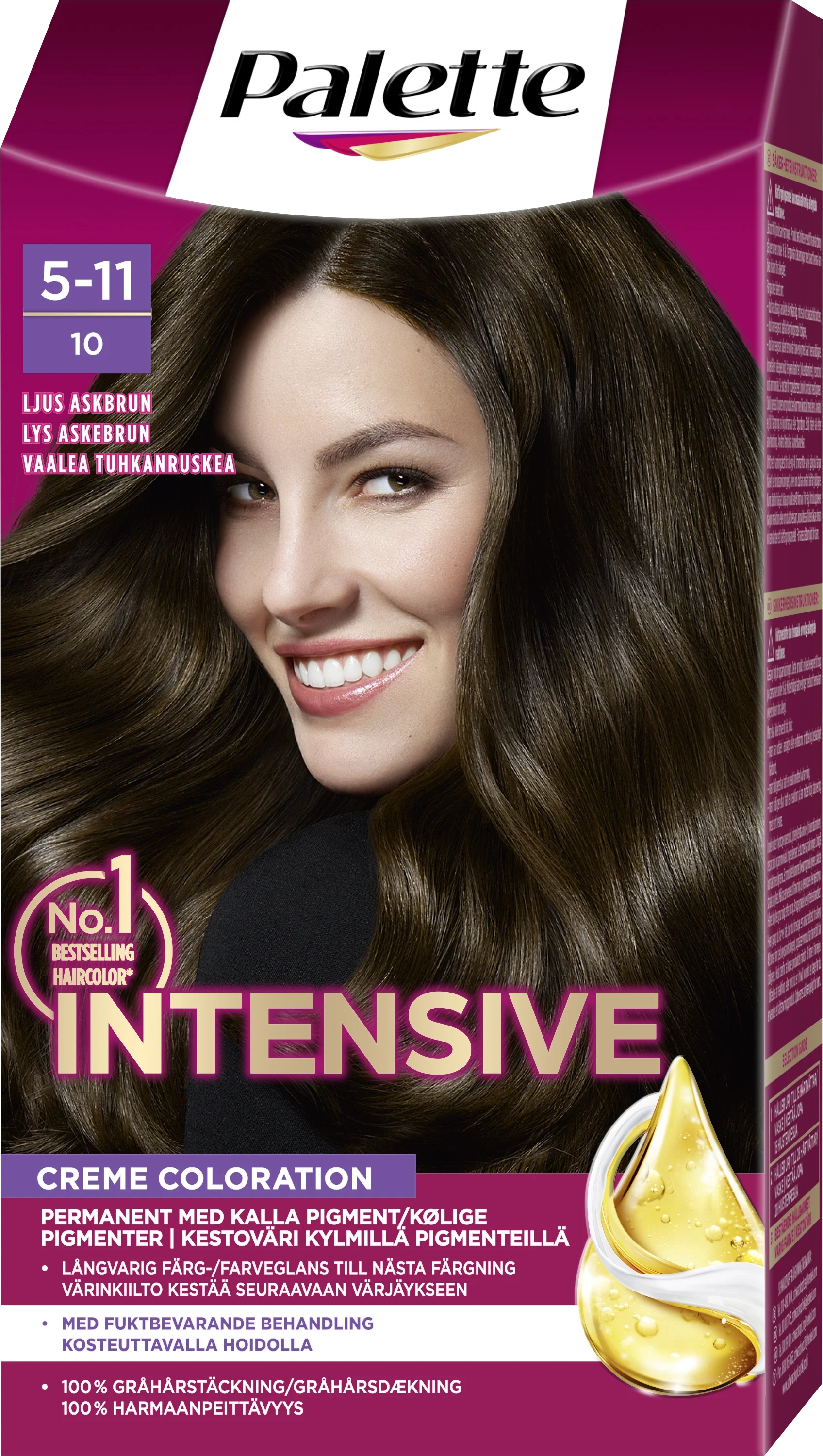 Palette Intensive Creme Coloration 5-11 Ljus Askbrun - Hårfärg