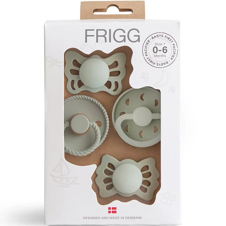 FRIGG 4-pack Baby's First pacifier Moonlight sailing Sage Size 1 - Napp nyfödd