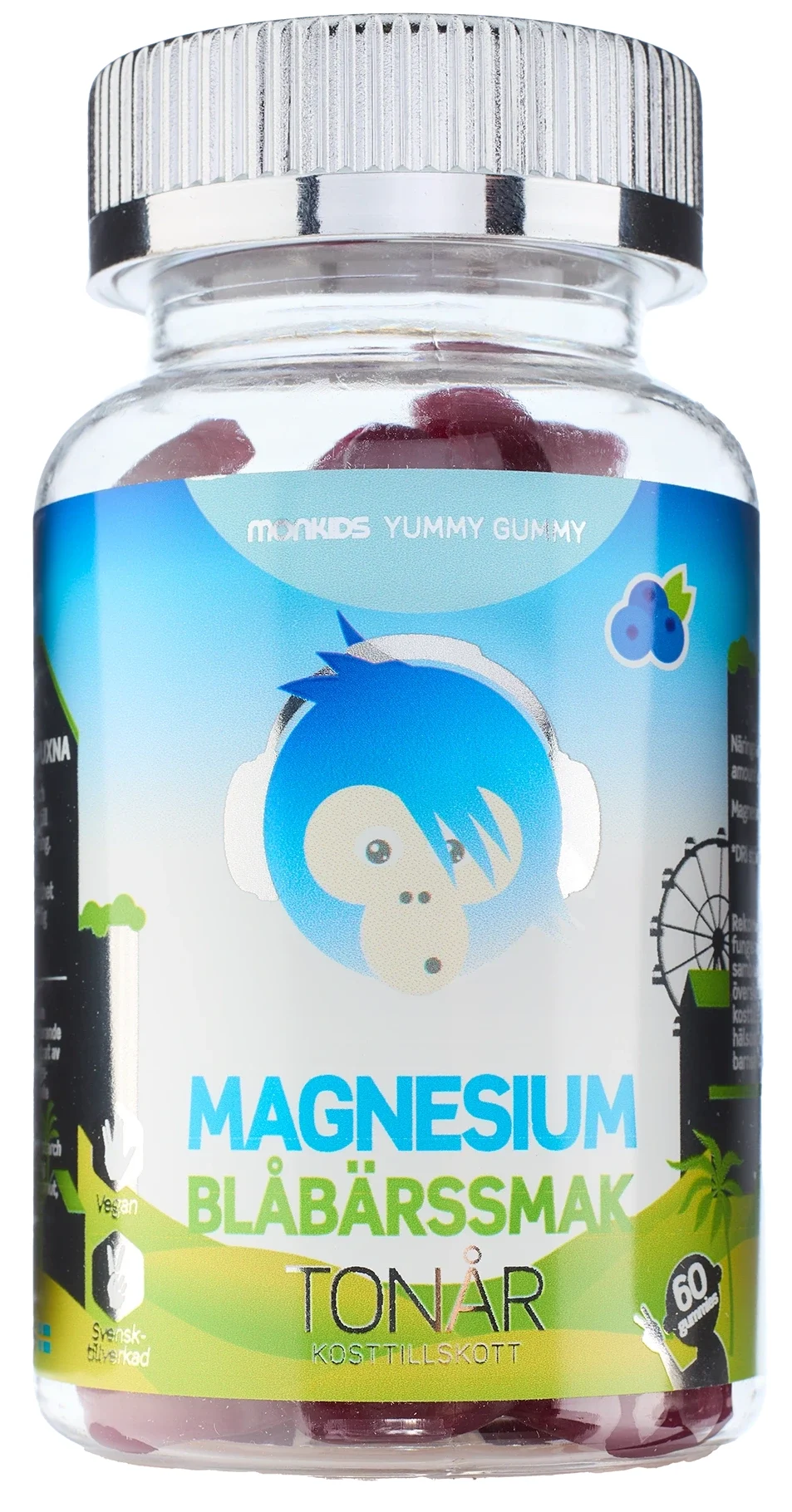 Monkids Magnesium Tonår Blåbär 60 st - Magnesium