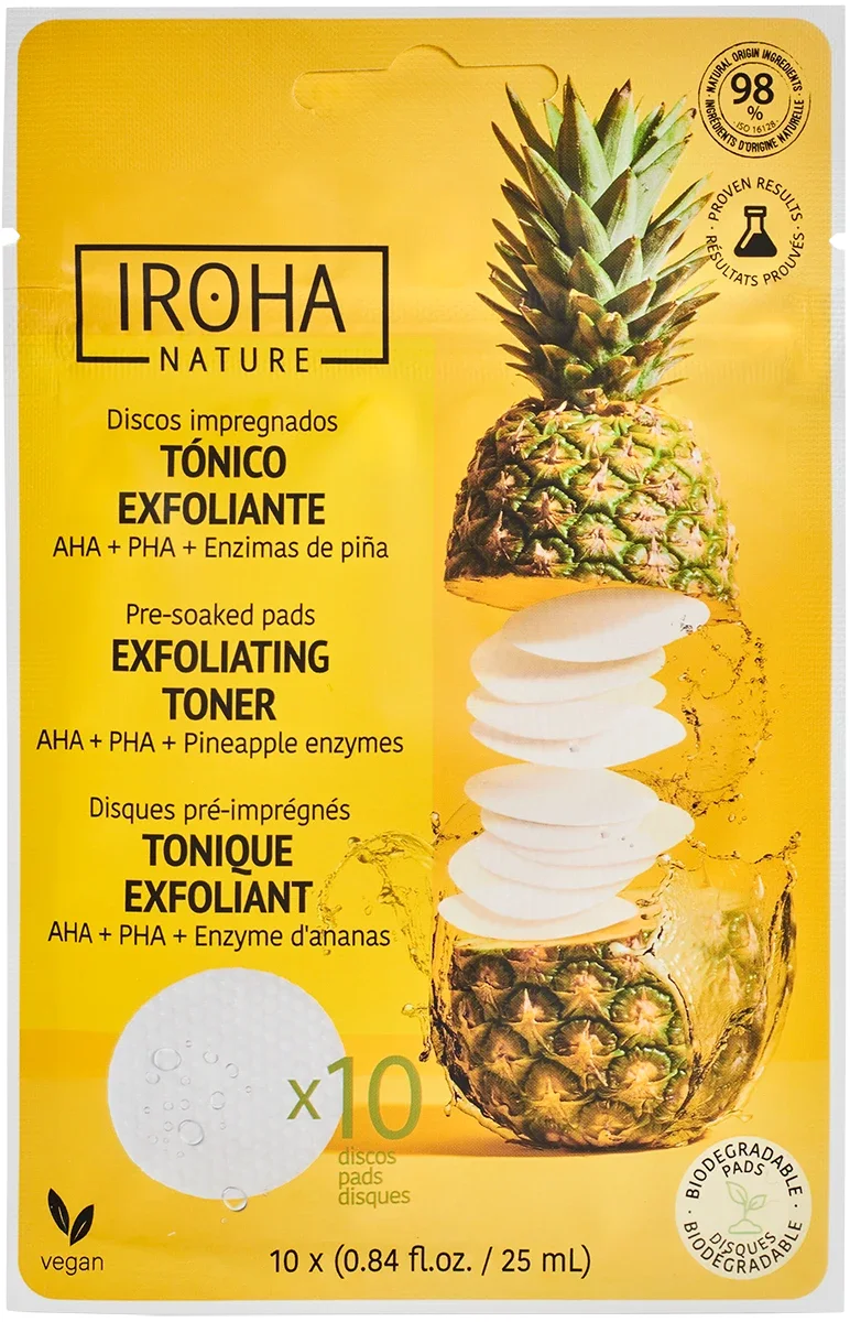 Iroha Nature Exfoliating Toner Pads AHA + PHA + Pinapple Enzymes 10 st
