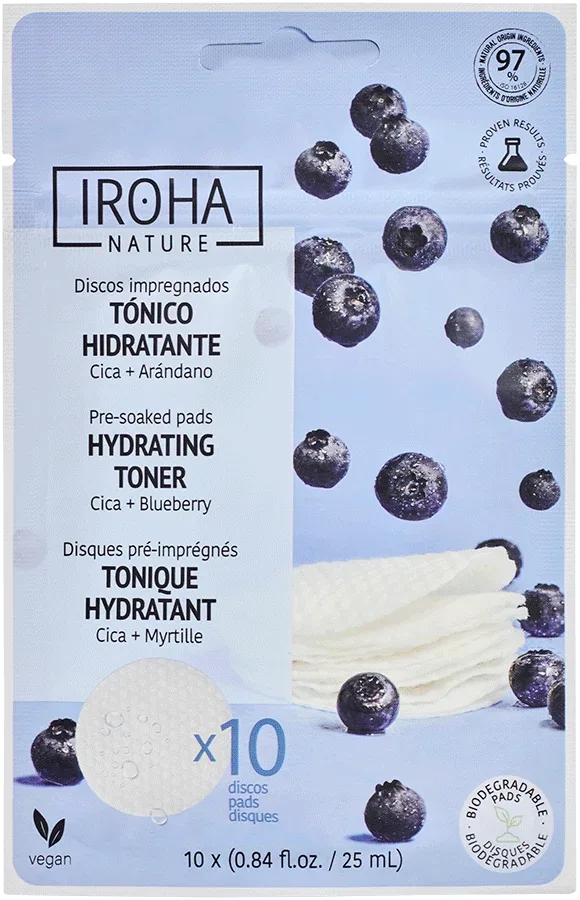 Iroha Nature Hydrating Toner Pads Cica + Blueberry - Ansiktsvatten