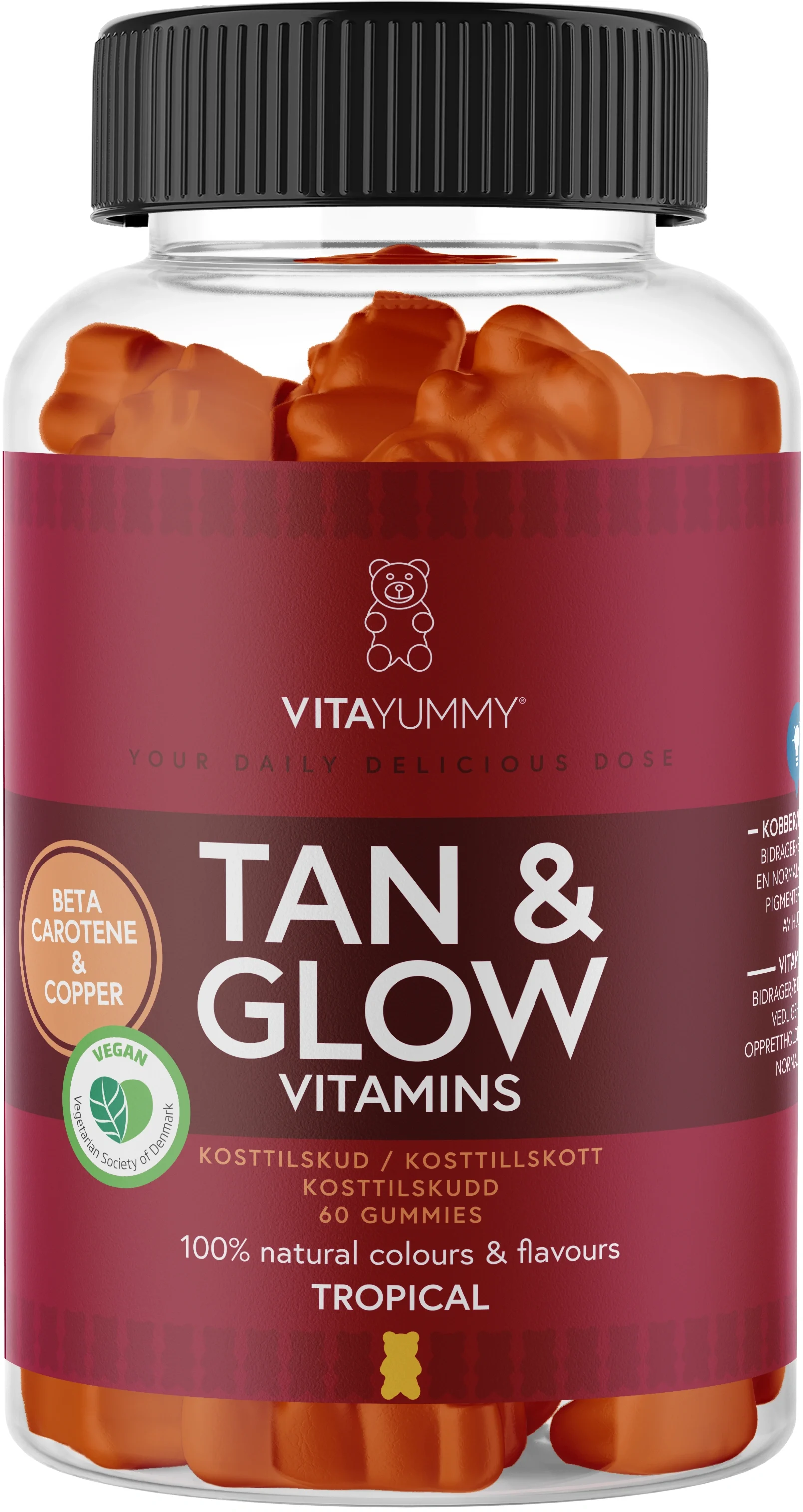 VitaYummy Tan & Glow Tropical 60 st - Kosttillskott för hår, hud & naglar