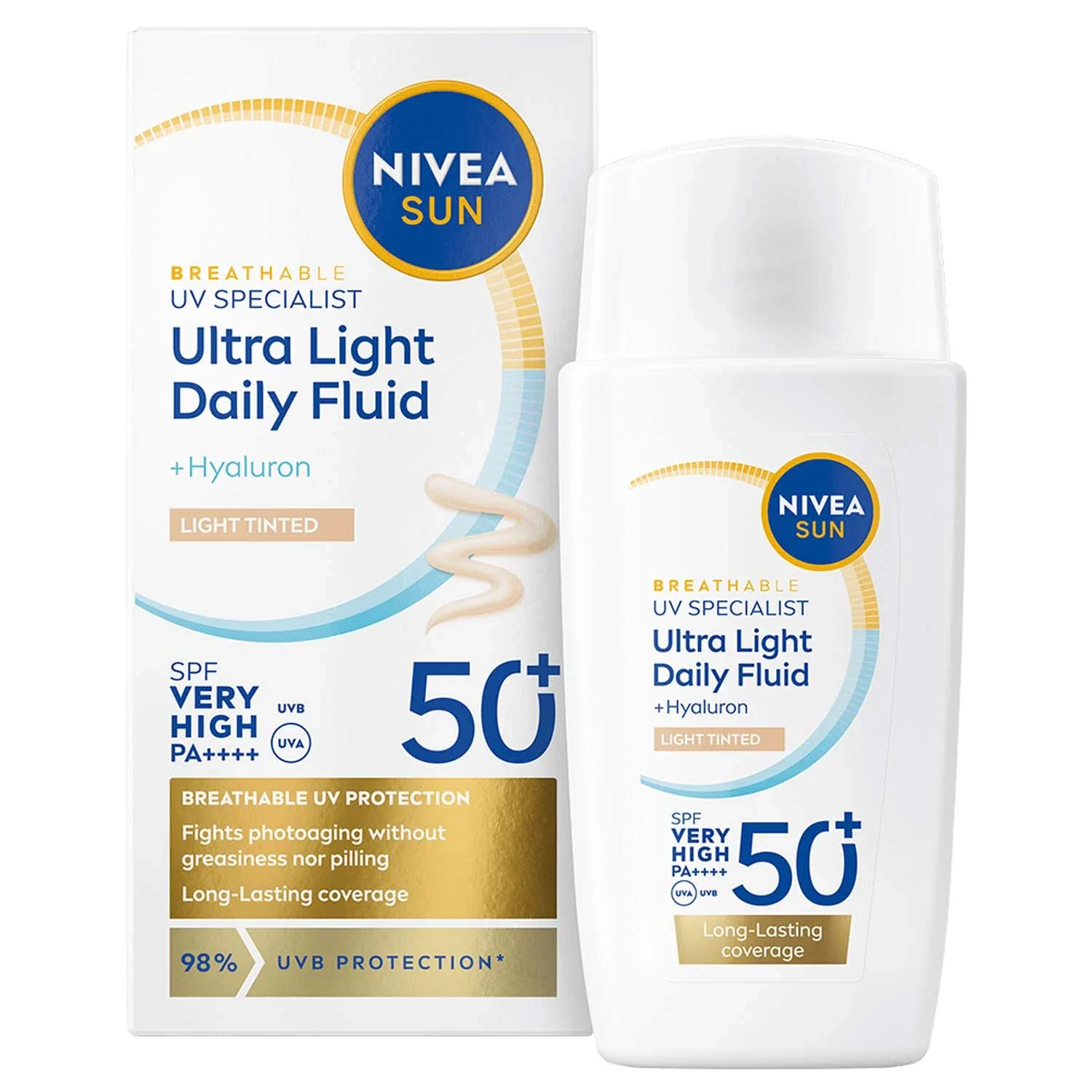 Nivea Sun UV Face Ultra Light Daily Fluid SPF 50+, 40 ml Light - Solskydd ansikte