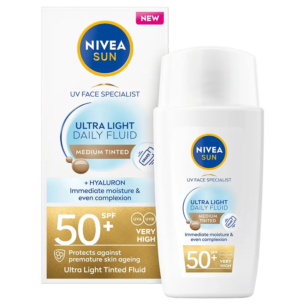 Nivea Sun UV Face Ultra Light Daily Fluid Tinted SPF 50+ 40 ml Medium - Solskydd ansikte