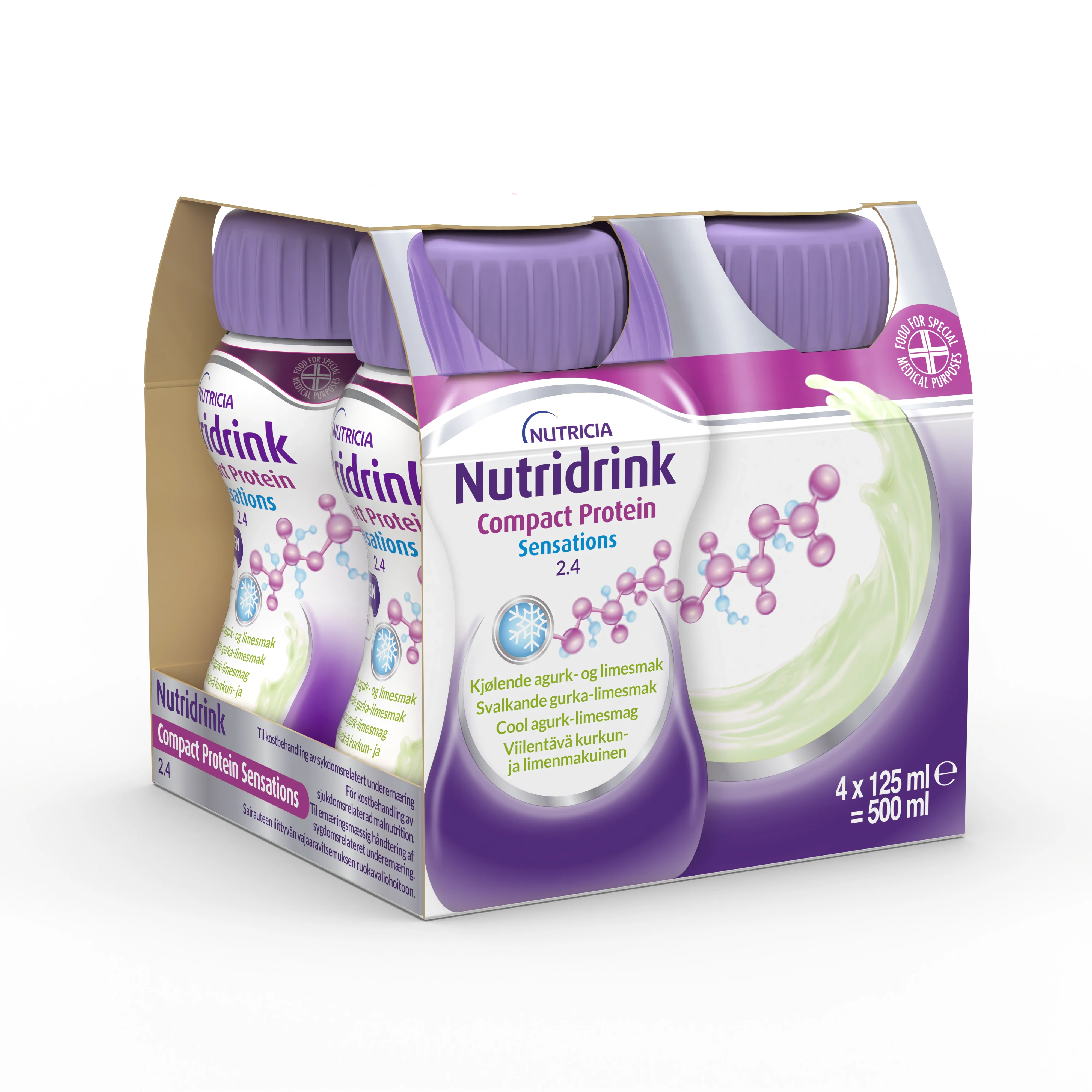 Nutridrink Compact Protein Sensations Svalkande Gurka och Lime 4x125 ml - Näringsdrycker för barn