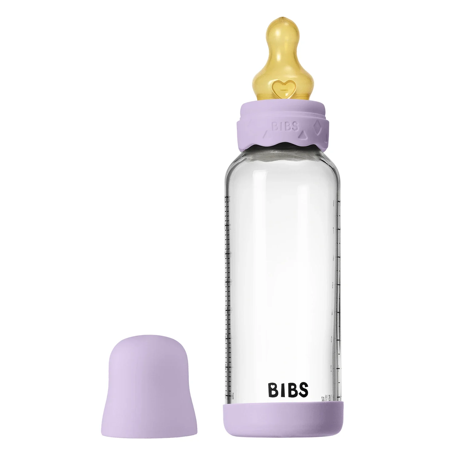 BIBS Glass Boheme Baby Bottle Latex MediumFlow VioletSky 240 ml - Nappflaskor i glas