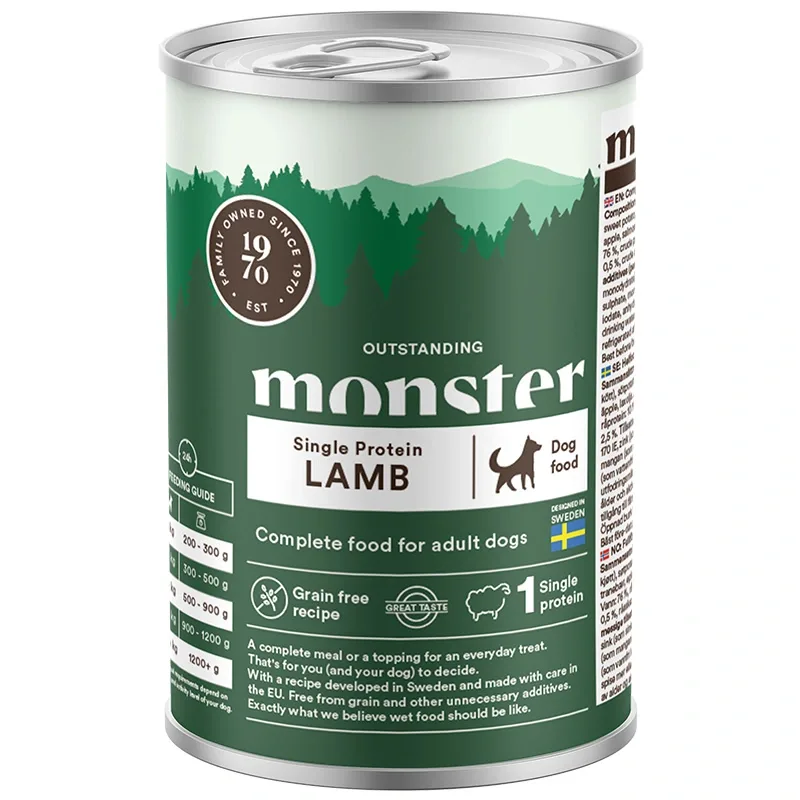 Monster Dog Adult Single Protein Lamb Can 400 g - Våtfoder hund