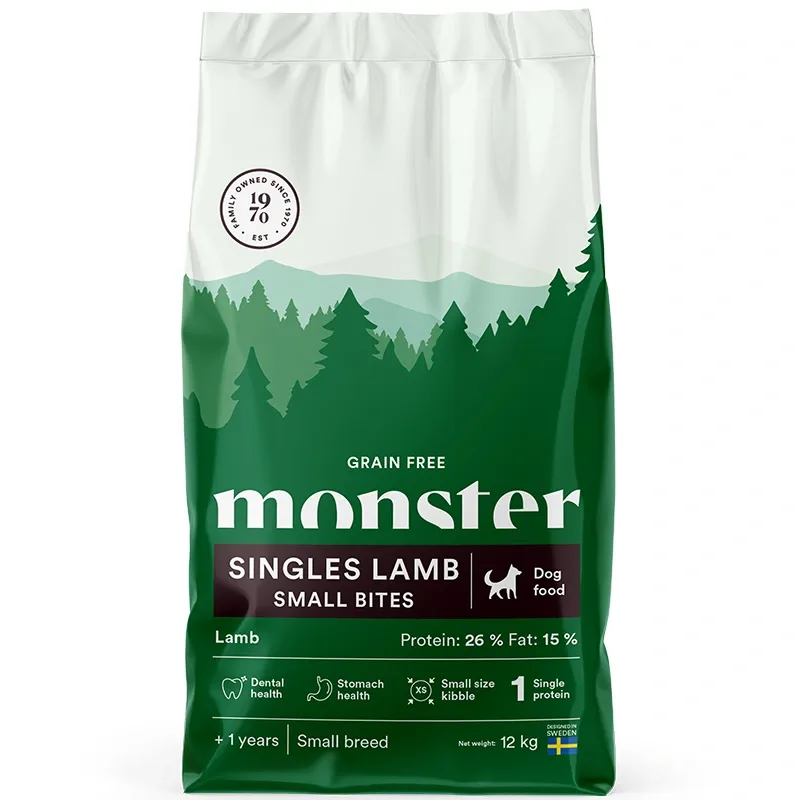 Monster Dog Grain Free Singles Lamb Small Bites 12 kg - Torrfoder hund