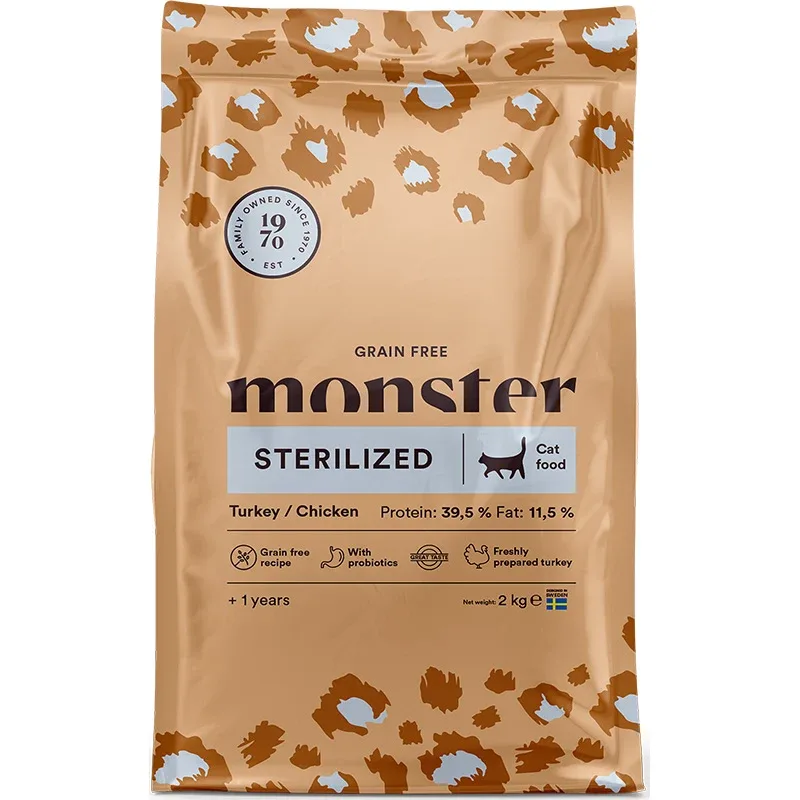 Monster Cat Grain Free Sterilized Turkey/Chicken 2 kg - Torrfoder katt
