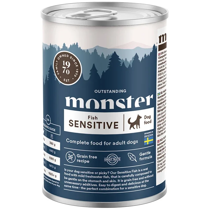 Monster Dog Sensitive Fish Can 400 g - Våtfoder hund