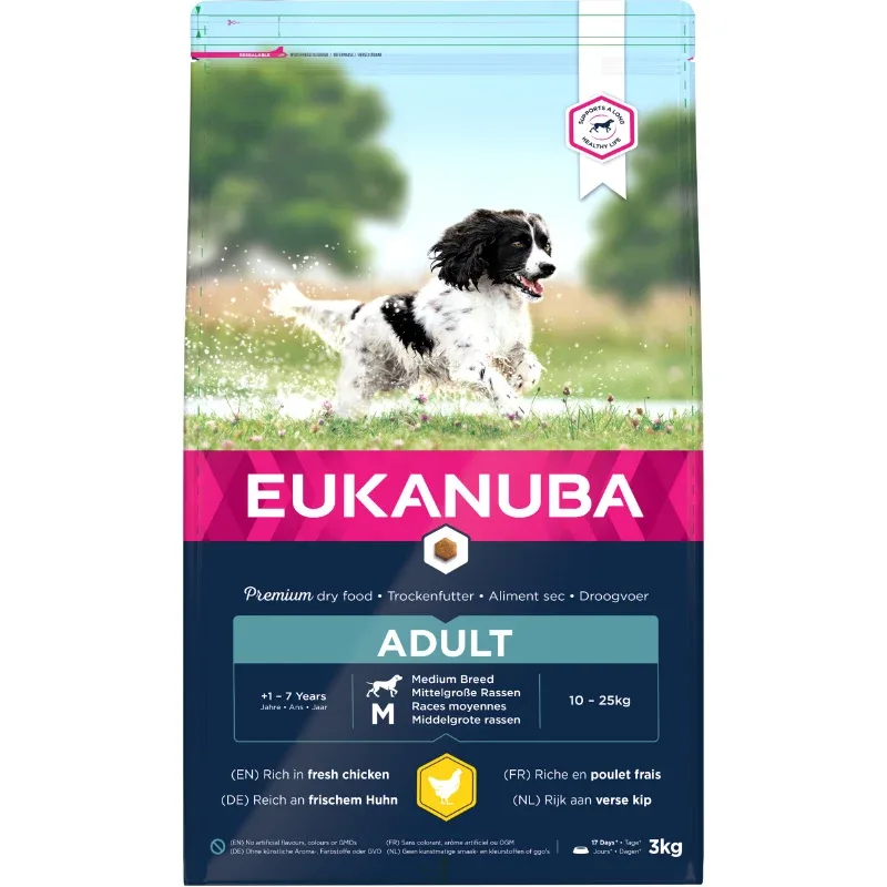 Eukanuba Dog Adult Medium Fresh Chicken 3 kg - Torrfoder hund