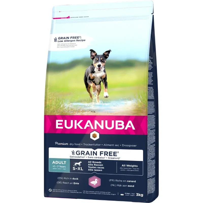 Eukanuba Dog Grain Free Adult Duck 3 kg - Torrfoder hund