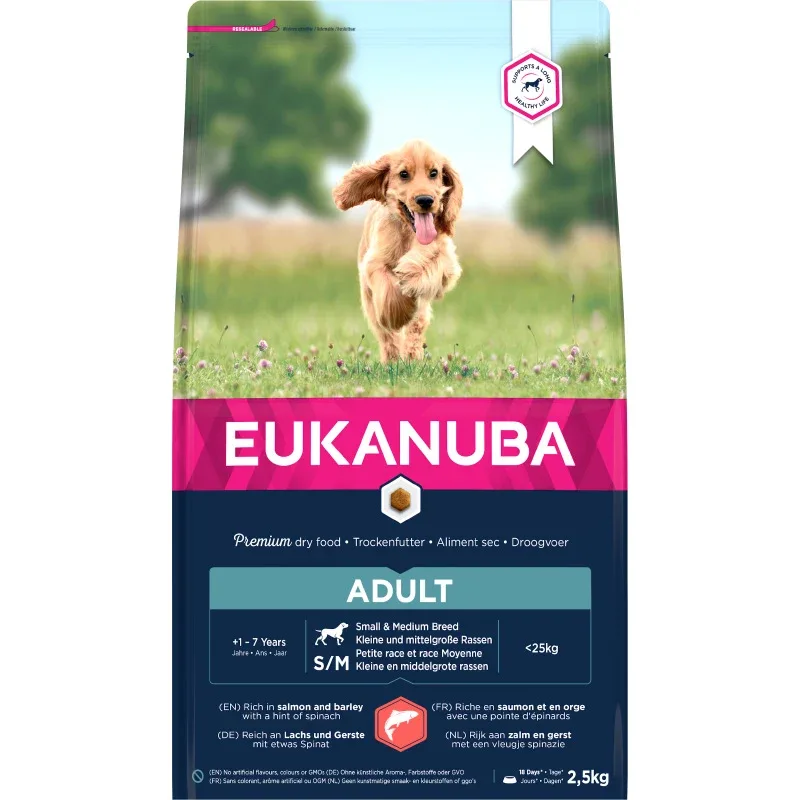 Eukanuba Dog Adult Small/Medium Salmon & Barley 2,5 kg - Torrfoder hund