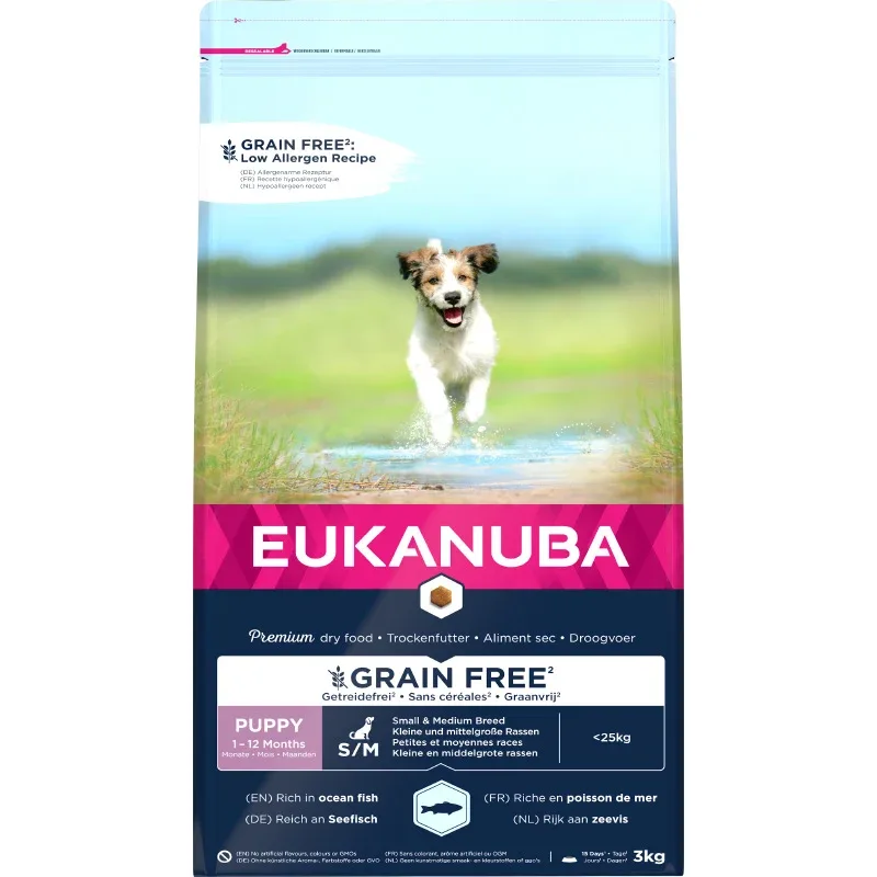 Eukanuba Dog Grain Free Puppy & Junior Small/Medium Ocean Fish 3 kg - Valpfoder