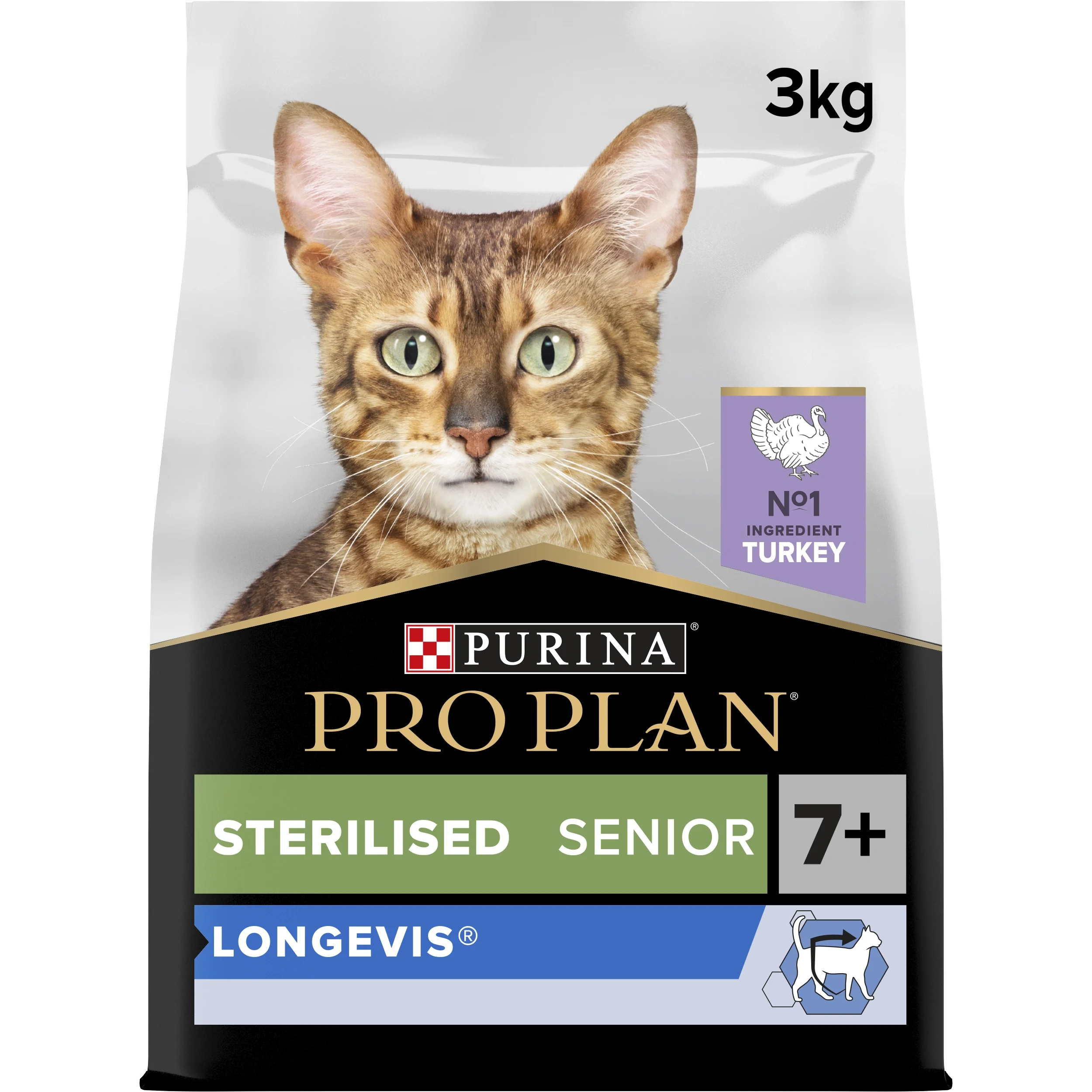 PURINA PRO PLAN Sterilised Senior 7+ Longevis Terrine Torrfoder Katt 3kg - Torrfoder katt