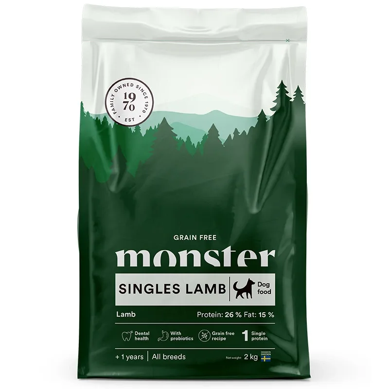 Monster Dog Grain Free Singles Lamb 2 kg - Torrfoder hund