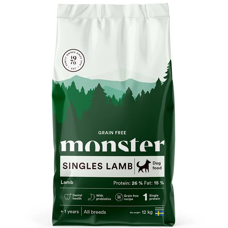 Monster Dog Grain Free Singles Lamb 12 kg - Torrfoder hund