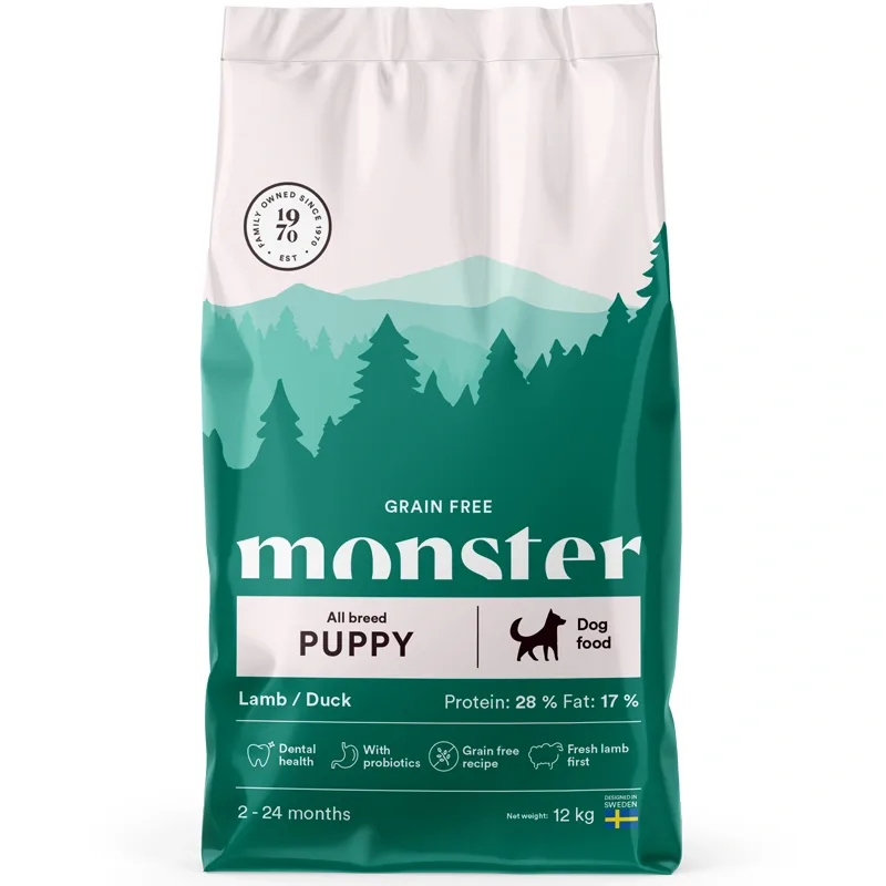 Monster Dog Grain Free Puppy All Breed Lamb/Duck 12 kg - Valpfoder