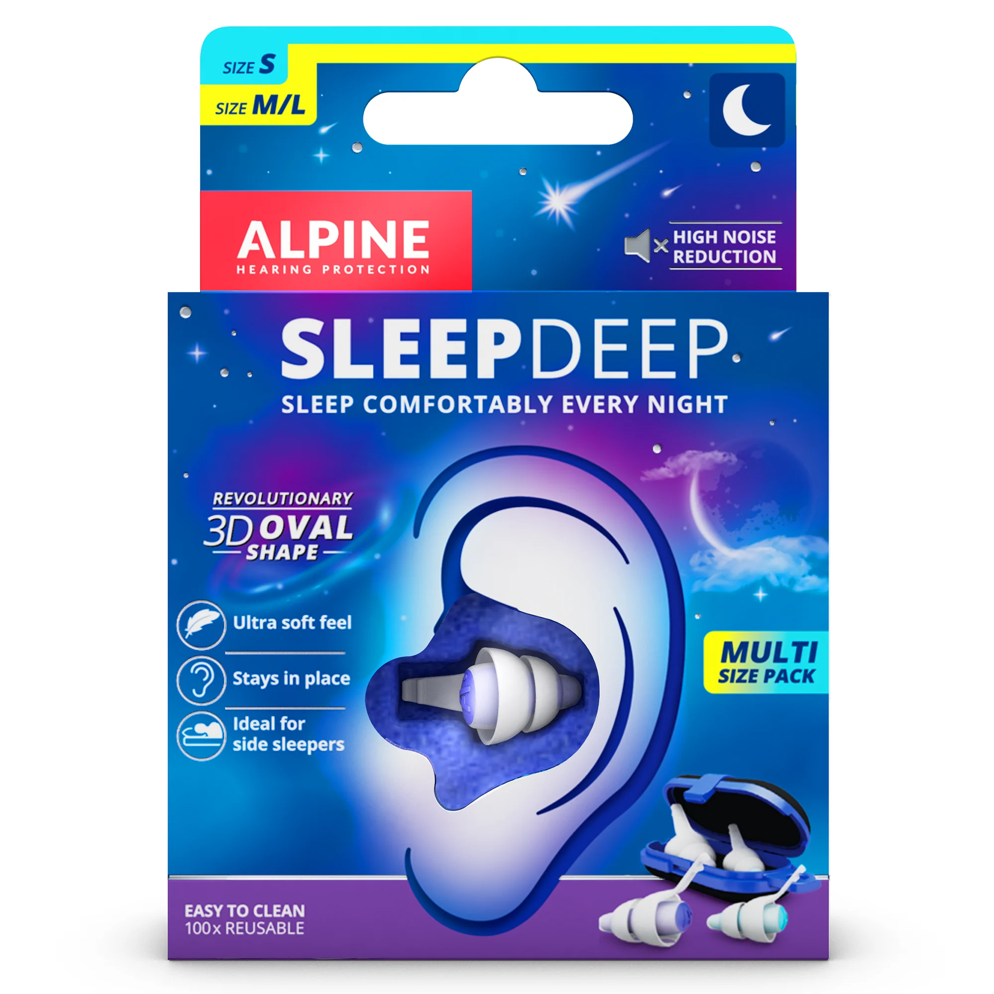 Alpine SleepDeep MultiSize Sleeping earplugs 2 par - Öronproppar att sova med