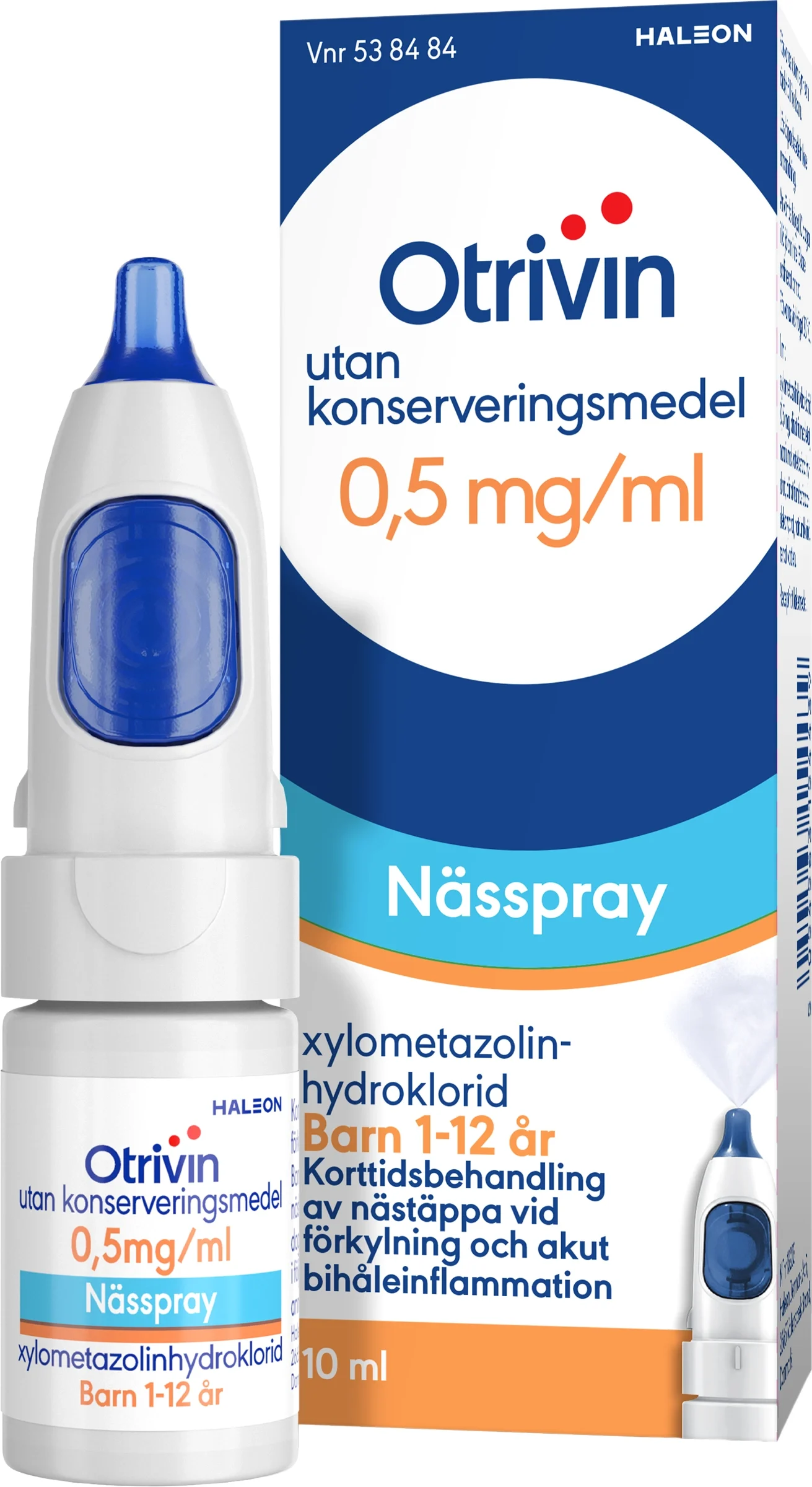 Otrivin Nässpray Utan Konserveringsmedel 0,5 mg/ml 10 ml - Bihåleinflammation