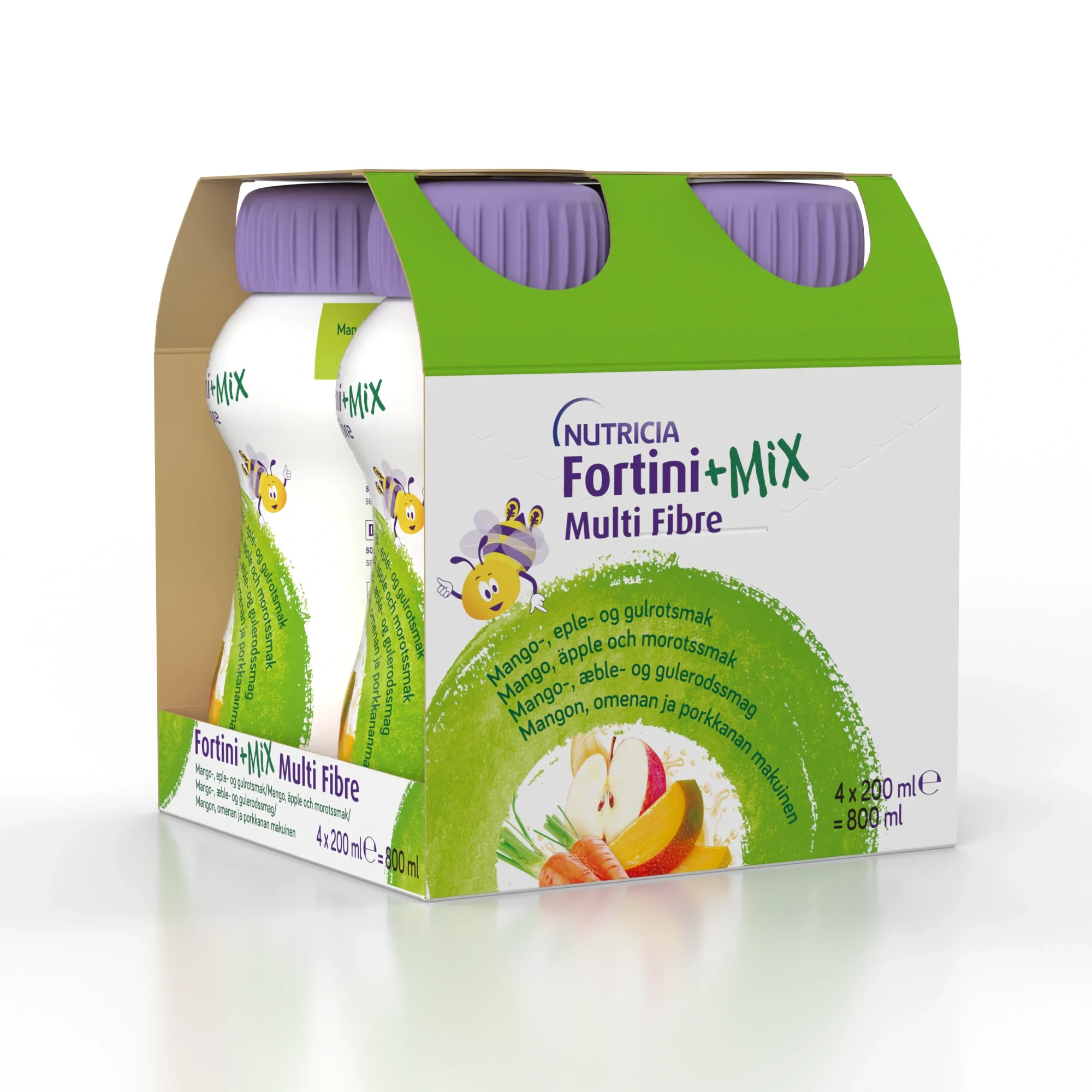 Fortini +Mix Multi Fibre Mango, Äpple och Morot 4x200 ml - Näringsdrycker för barn