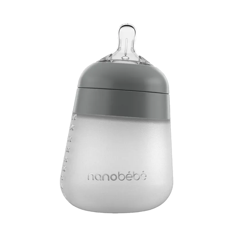 Nanobébé Flexy silikonflaska Anti-kolik 270 ml Grå - Nappar & nappflaskor