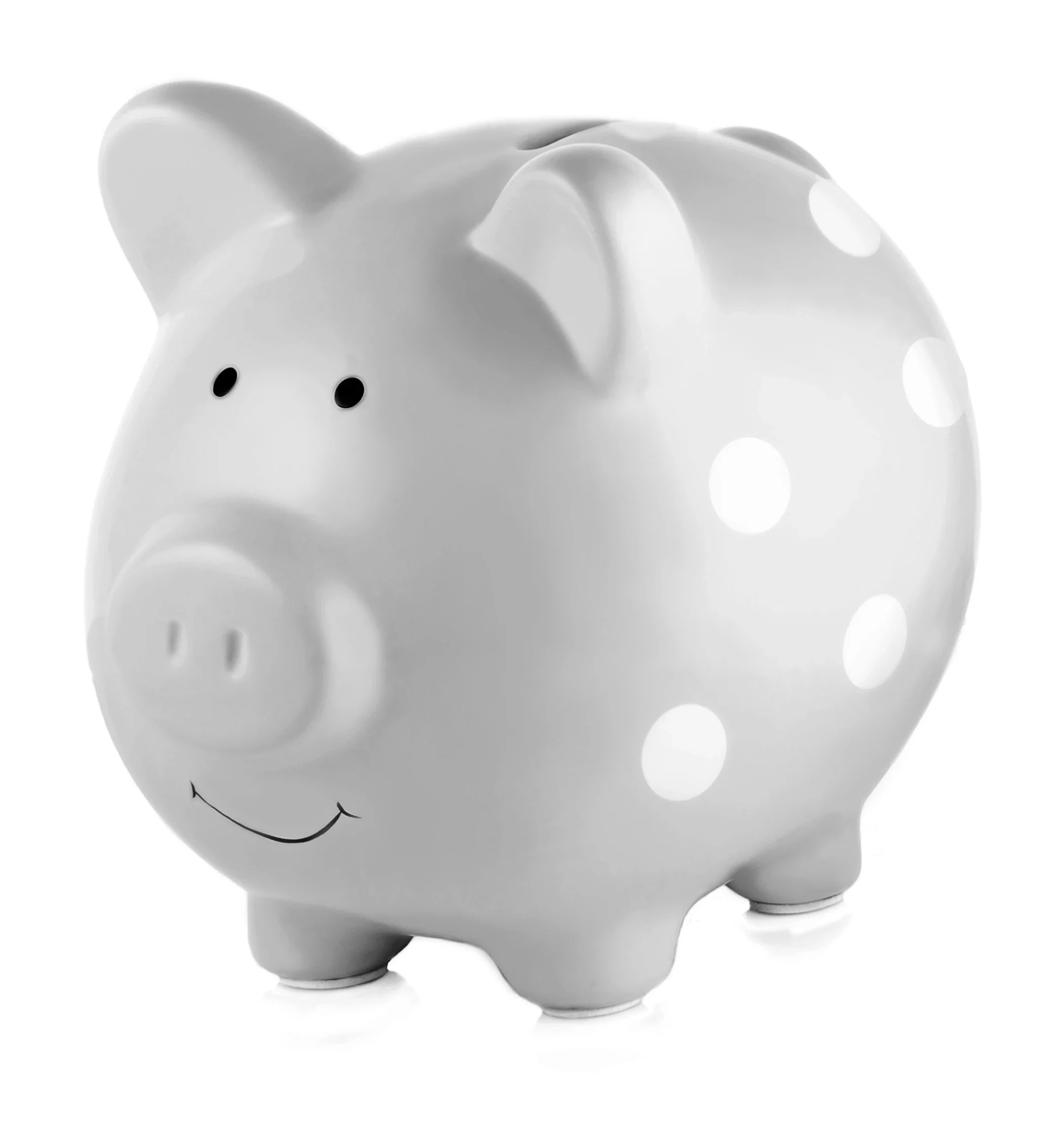 Pearhead Ceramic Piggy Bank Medium Polka Dot Gray - Barnrum & sova