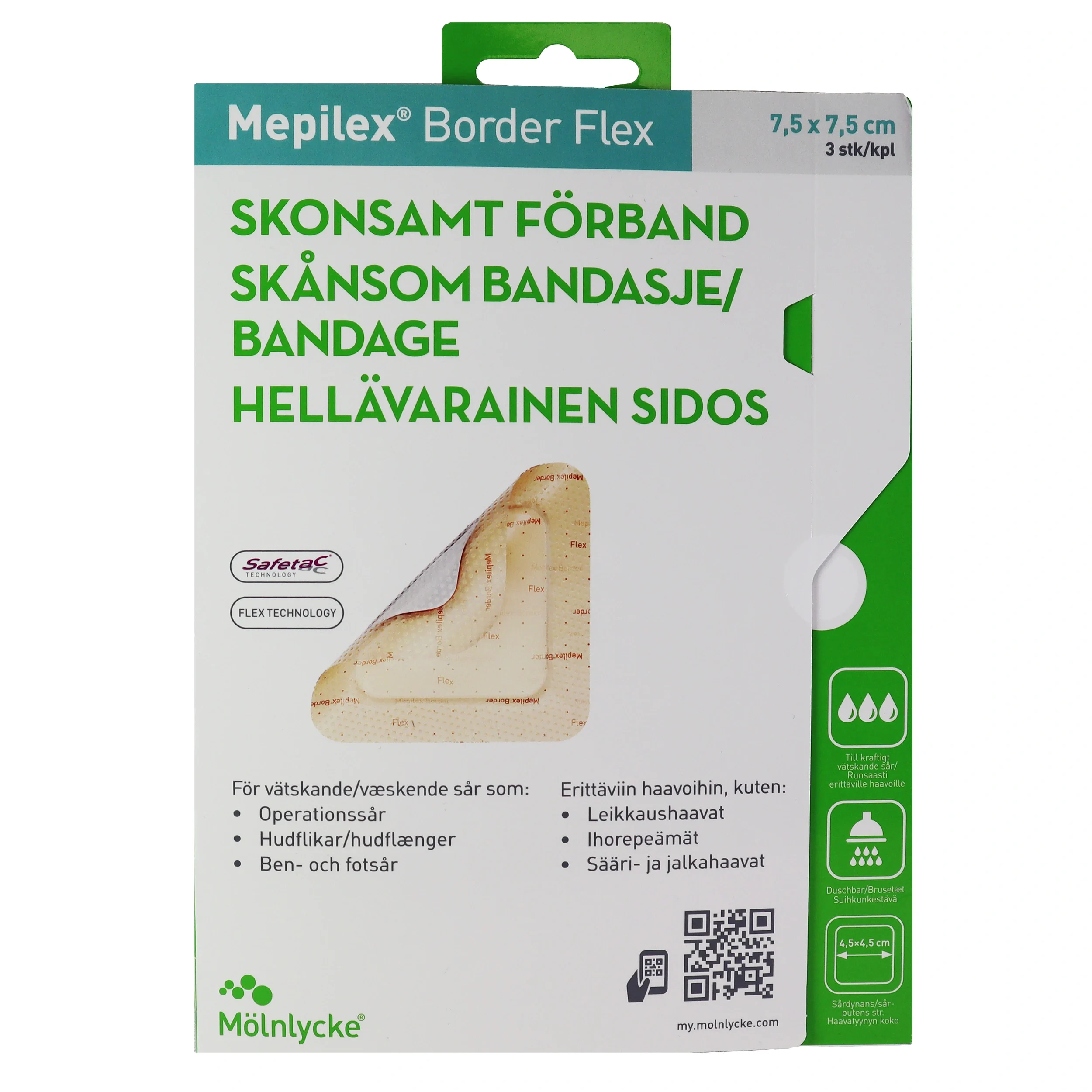 Mepilex Border Flex 7,5x7,5cm 3st - Förband